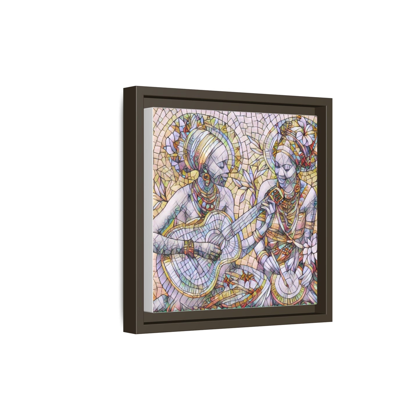 Framed Canvas Art – Colorful Mosaic Musicians Wall Decor