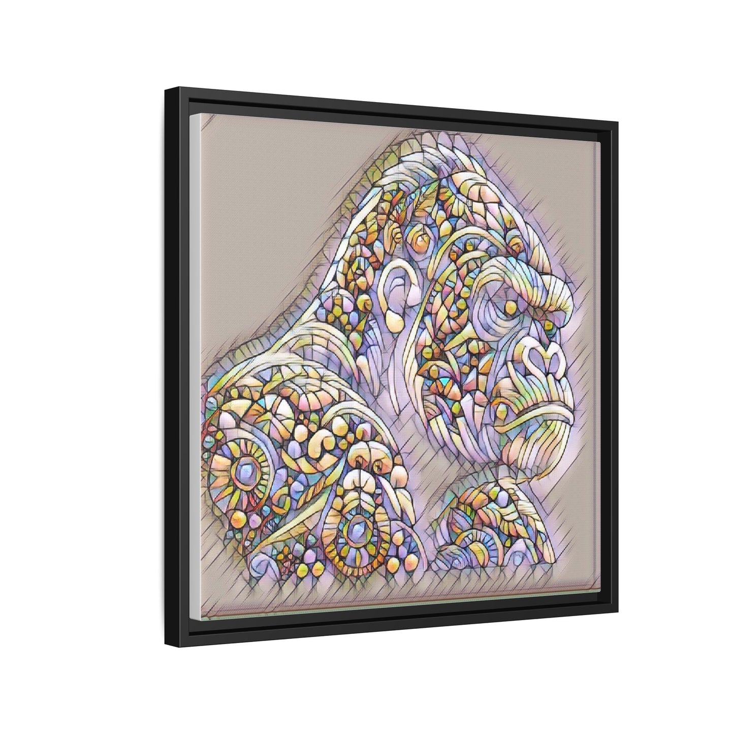 Colorful Ornate Gorilla Matte Canvas Framed Wall Art