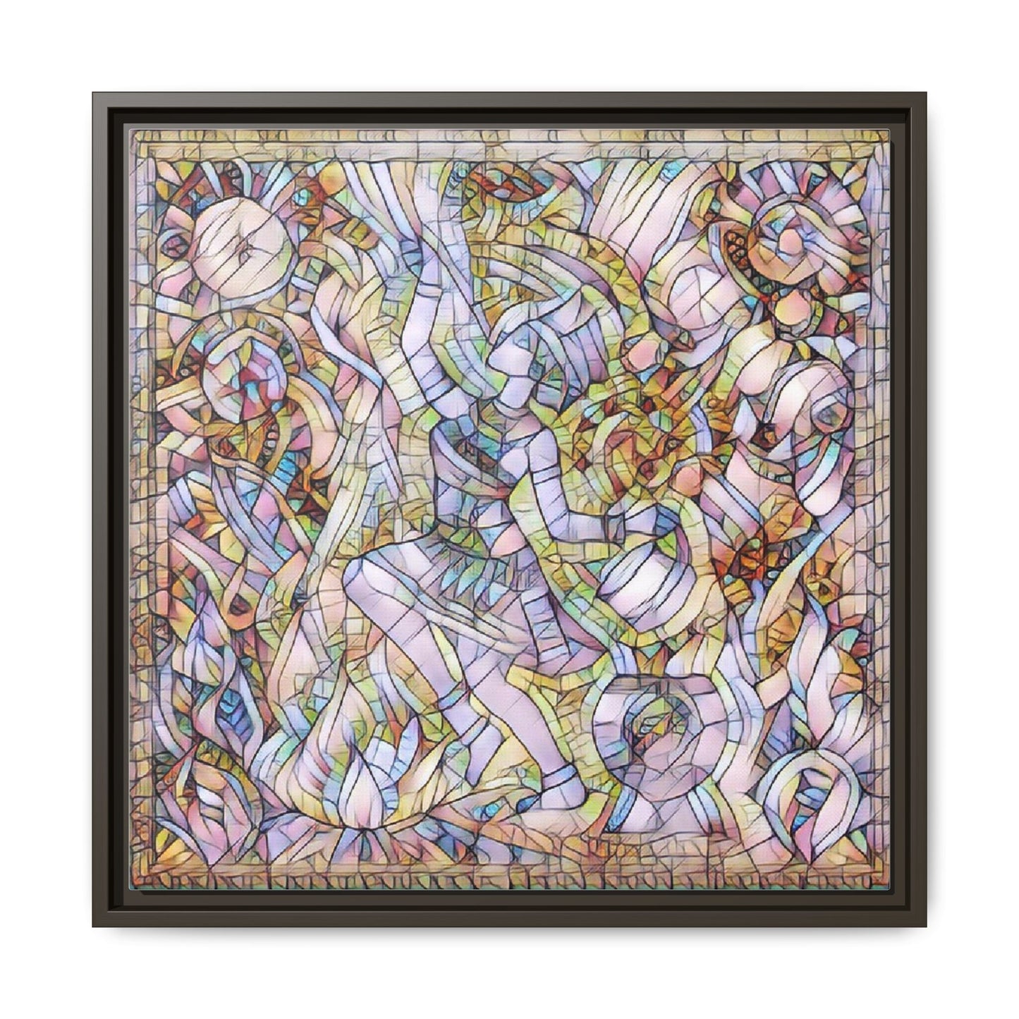 Abstract Stained Glass Dance Matte Framed Canvas