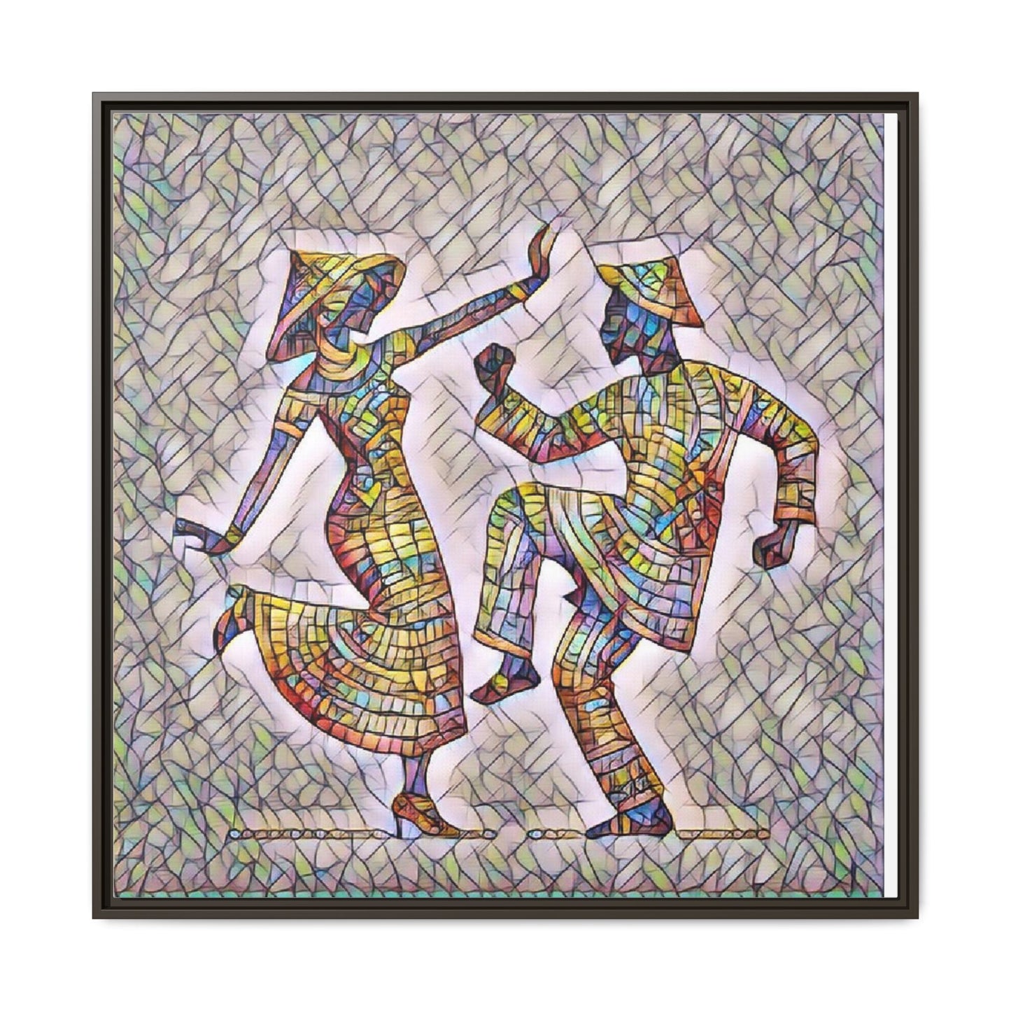 Colorful Folk Dance Matte Canvas Print (Framed)