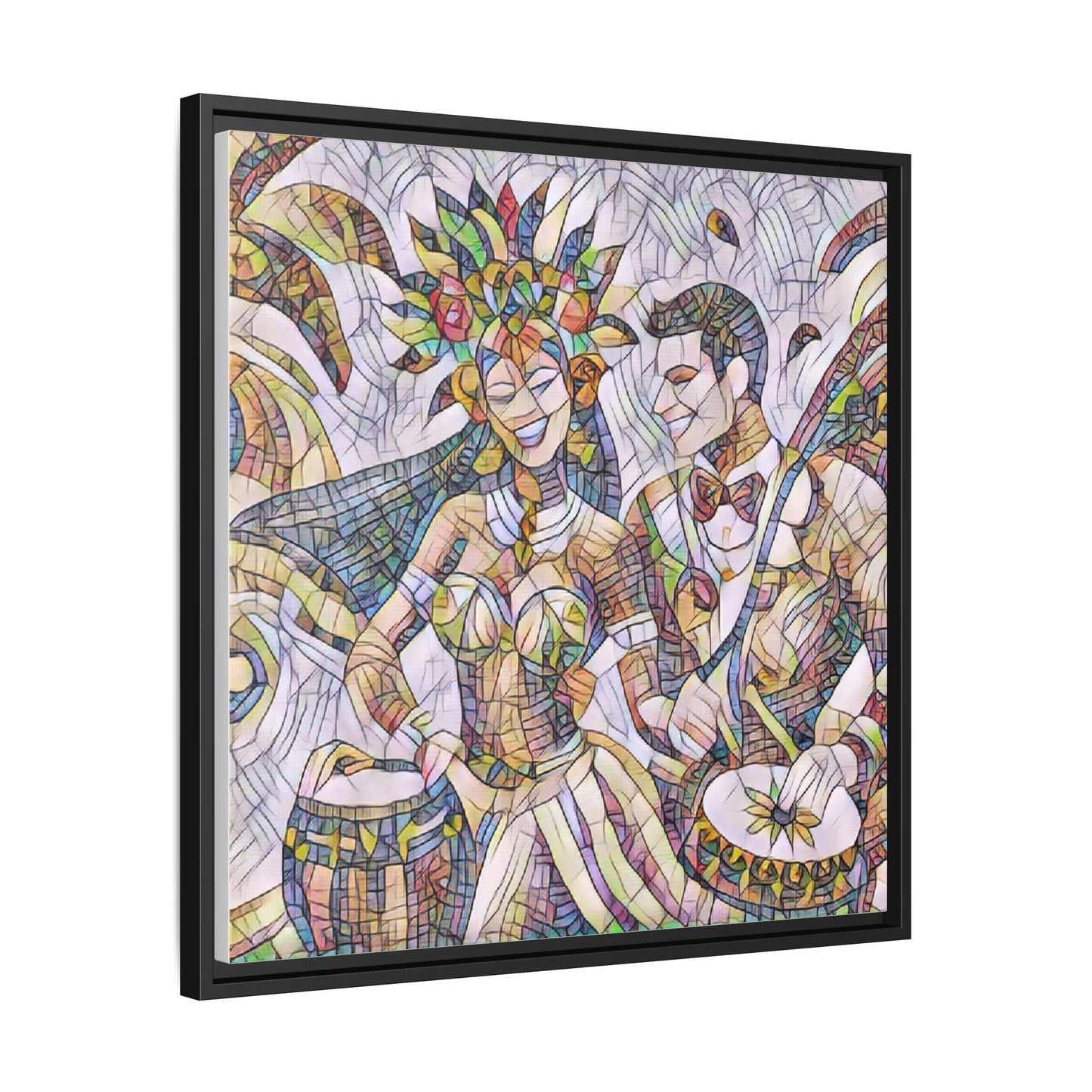 Carnival Samba Dancers Framed Canvas Art — Colorful Brazilian Festival Wall Decor