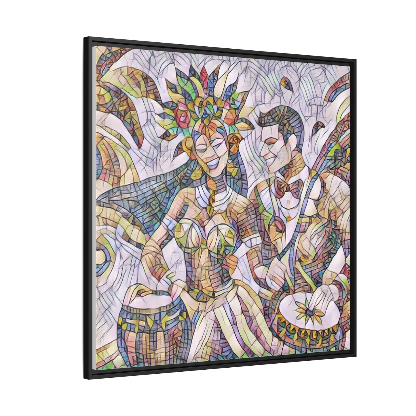 Carnival Samba Dancers Framed Canvas Art — Colorful Brazilian Festival Wall Decor