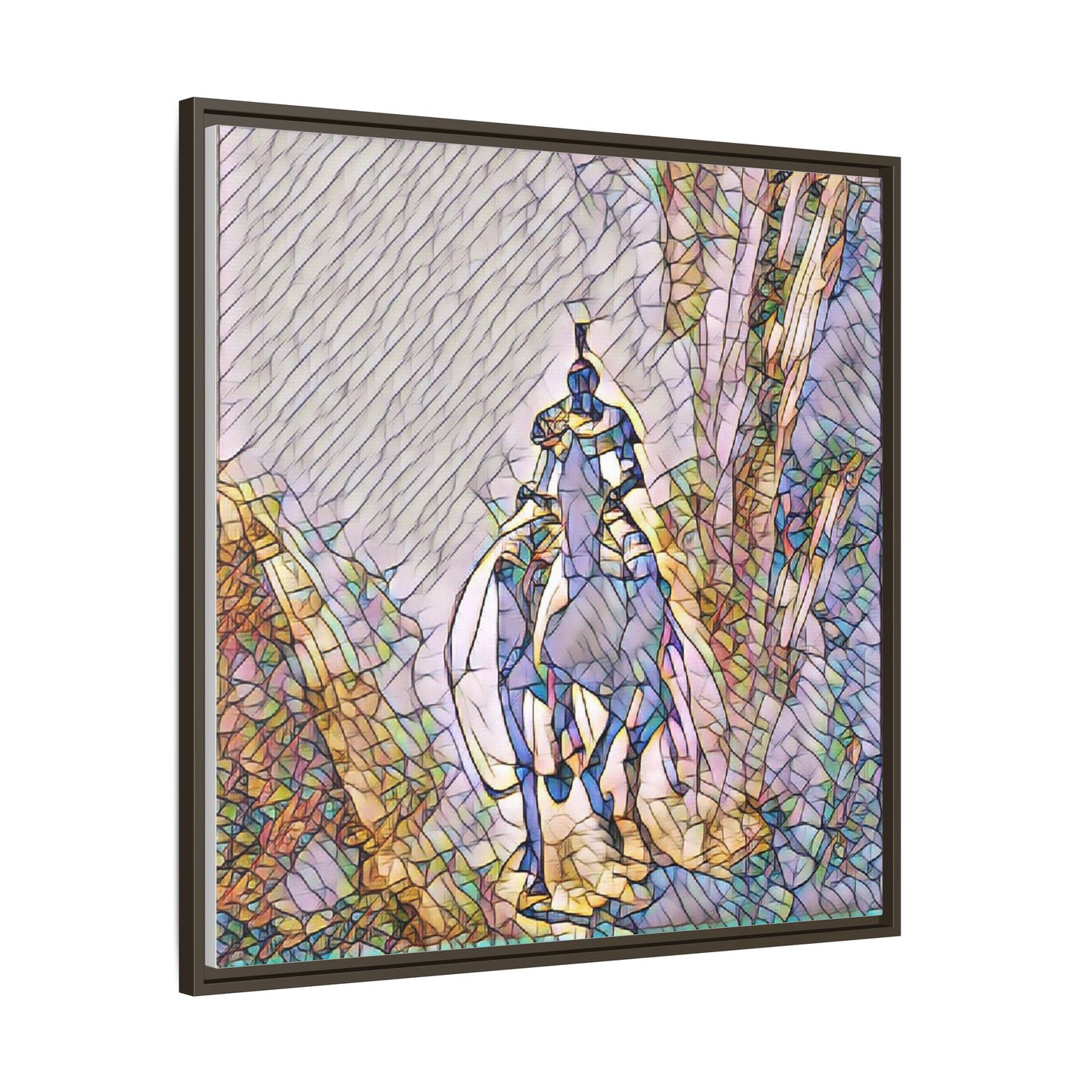 Stained-Glass Knight Matte Framed Canvas Wall Art