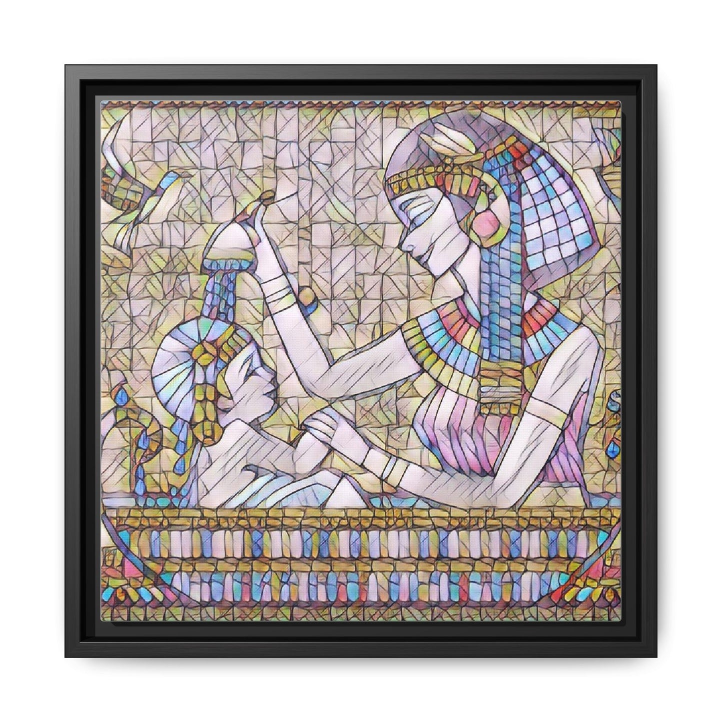 Egyptian Mosaic Mother & Child Framed Matte Canvas