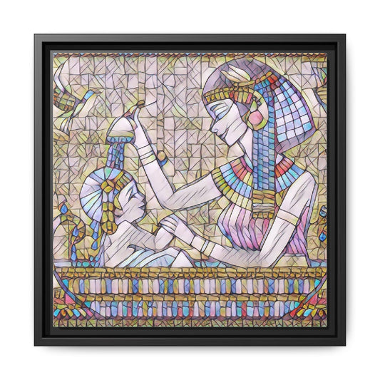 Egyptian Mosaic Mother & Child Framed Matte Canvas