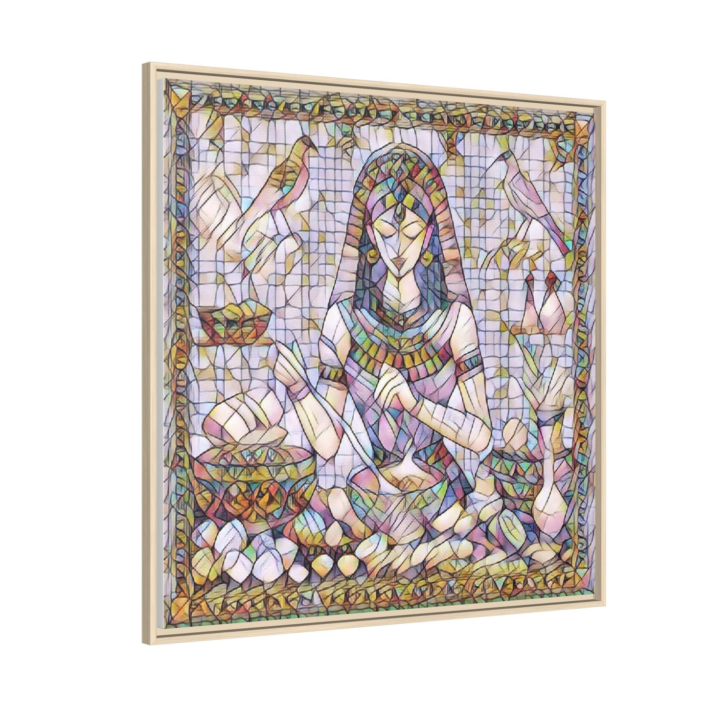 Egyptian Goddess Mosaic Framed Canvas Art