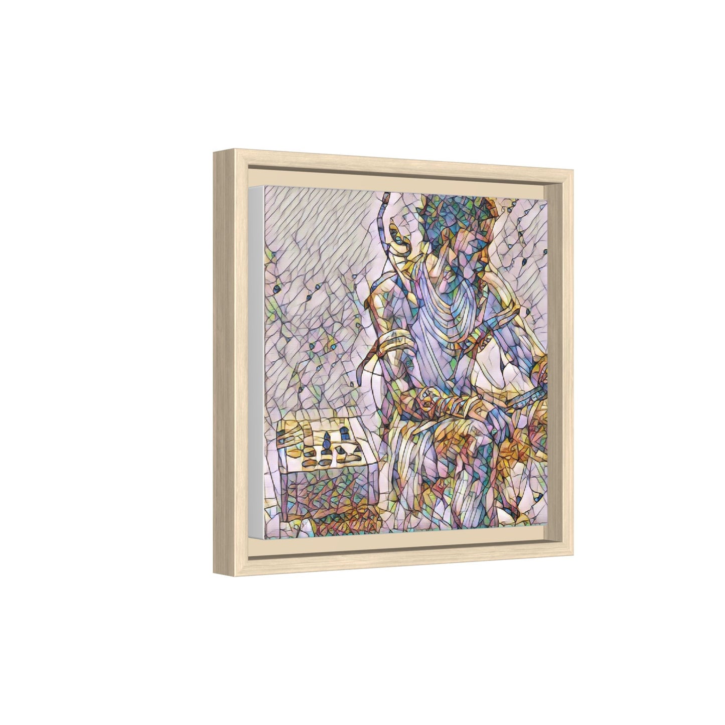 Framed Matte Canvas Art — Abstract Stained-Glass Chess Player