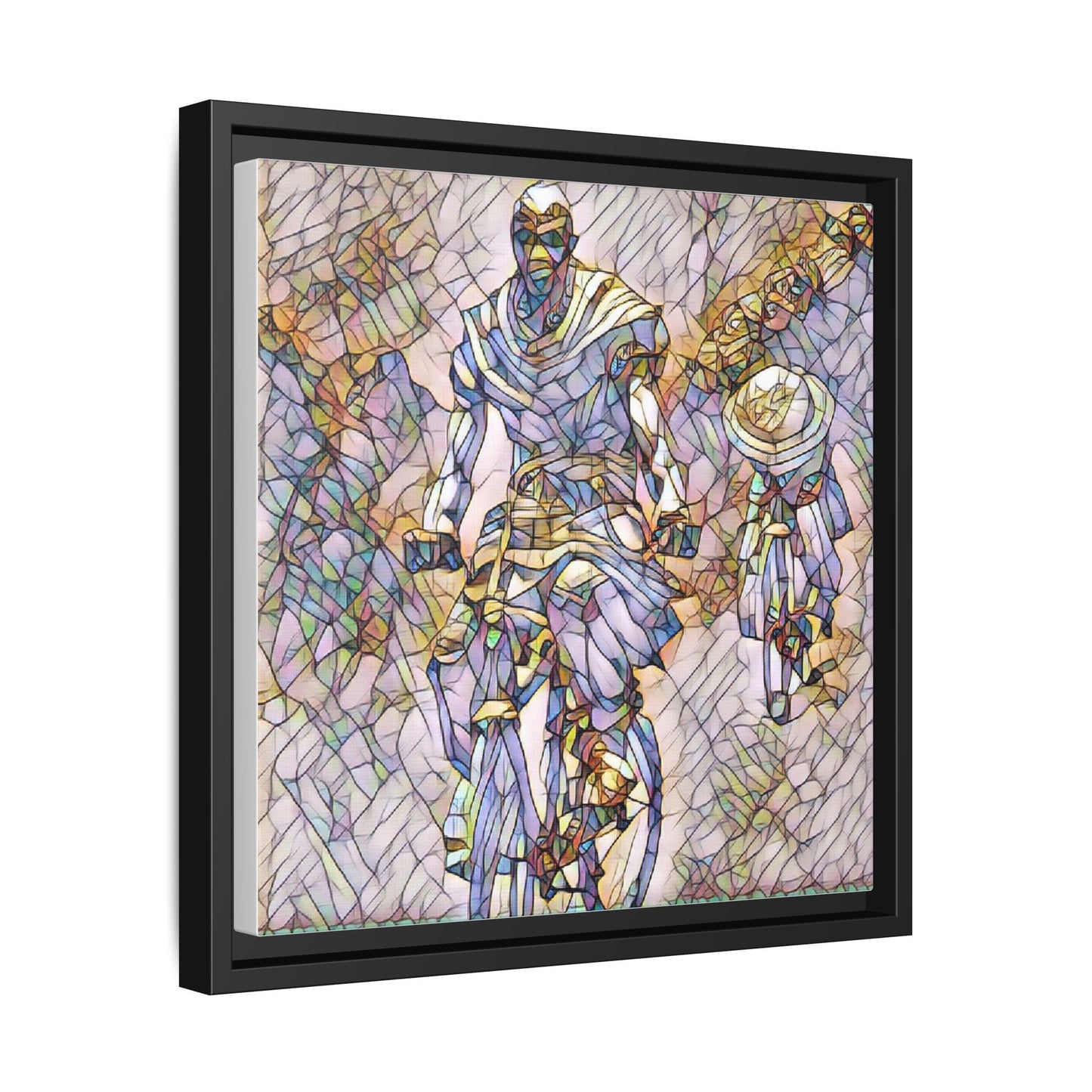 Framed Matte Canvas — Abstract Cyclist Artwork (Multi‑Color)