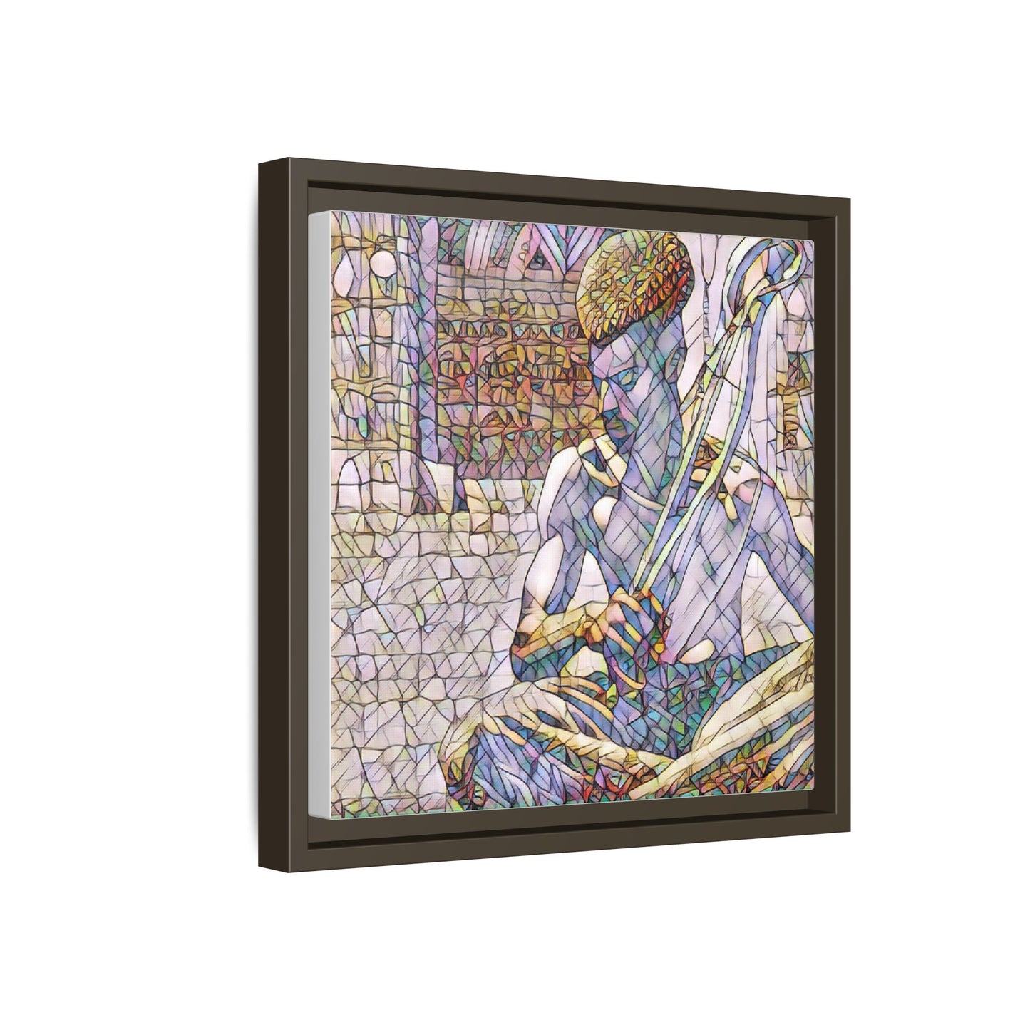 Framed Matte Canvas Art – Stained-Glass Style Musician Print