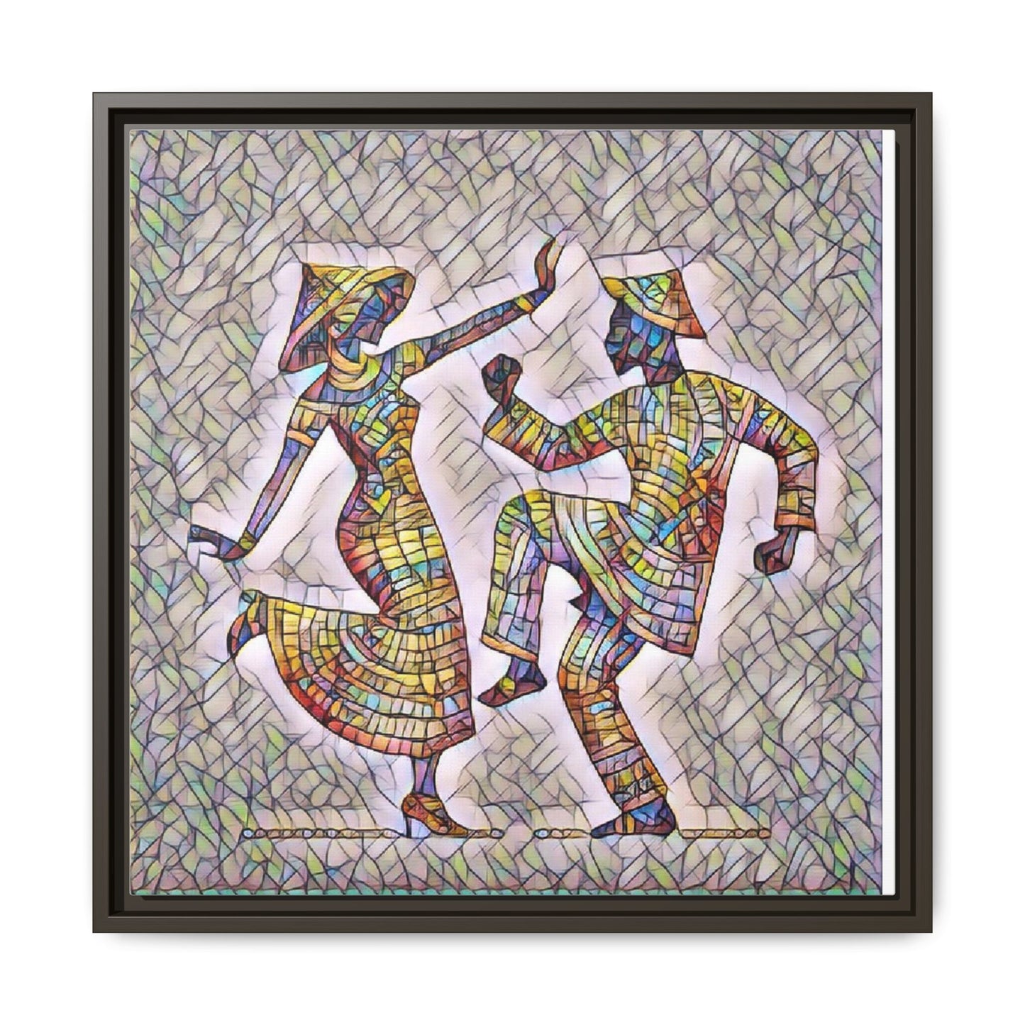 Colorful Folk Dance Matte Canvas Print (Framed)