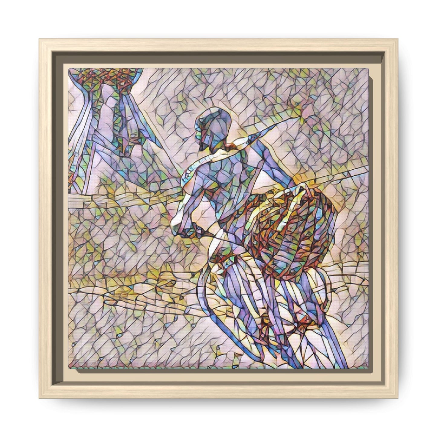 Abstract Stained-Glass Warrior Matte Framed Canvas