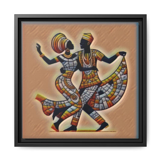 Framed African Dance Mosaic Art Print — Matte Canvas Wall Decor