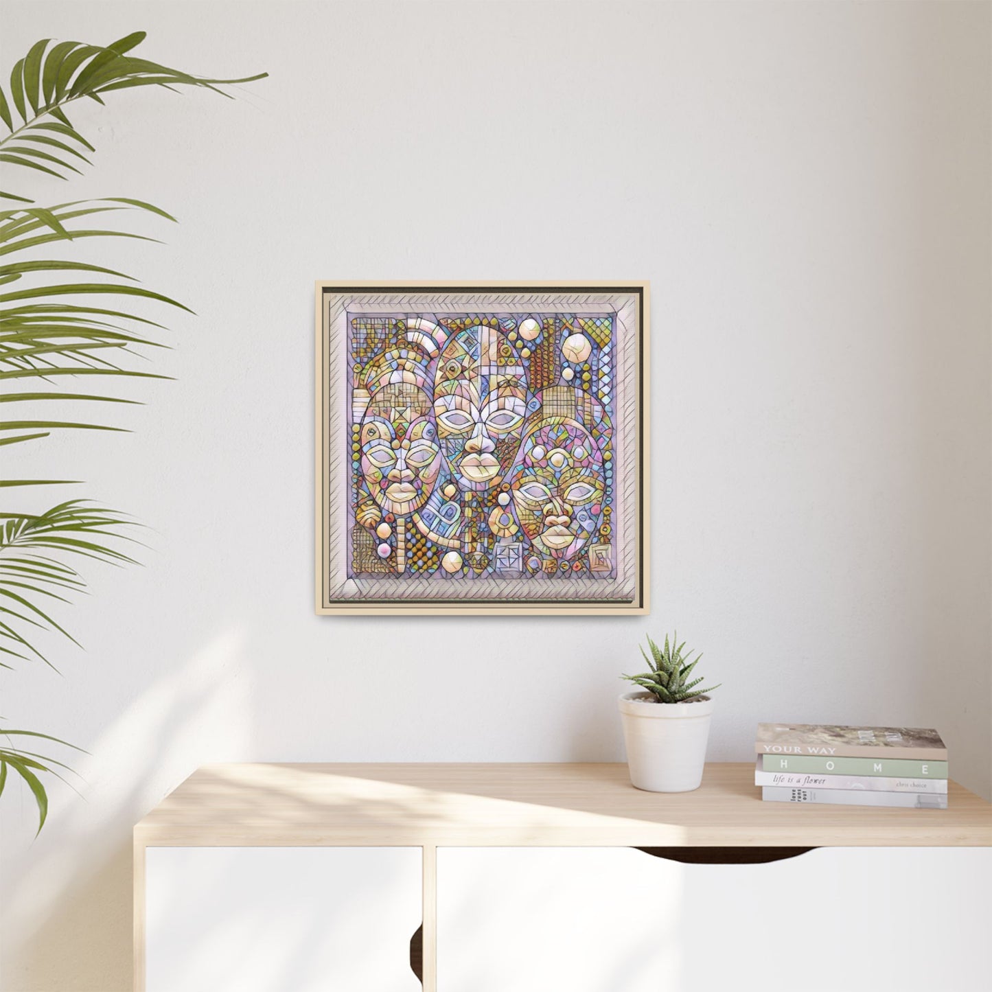 Abstract African Mask Art — Framed Matte Canvas Wall Art
