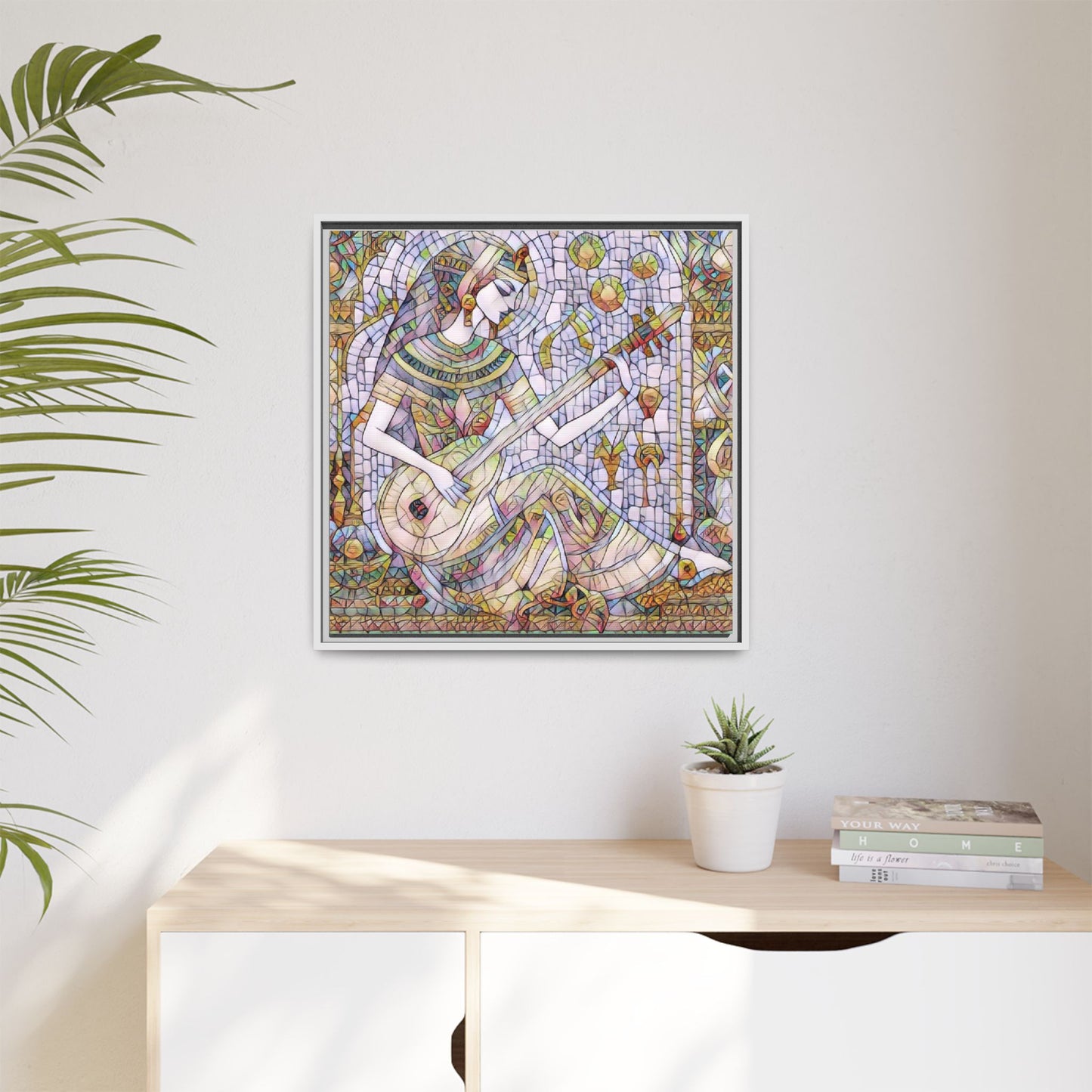 Egyptian Muse Mosaic Matte Canvas Framed Wall Art