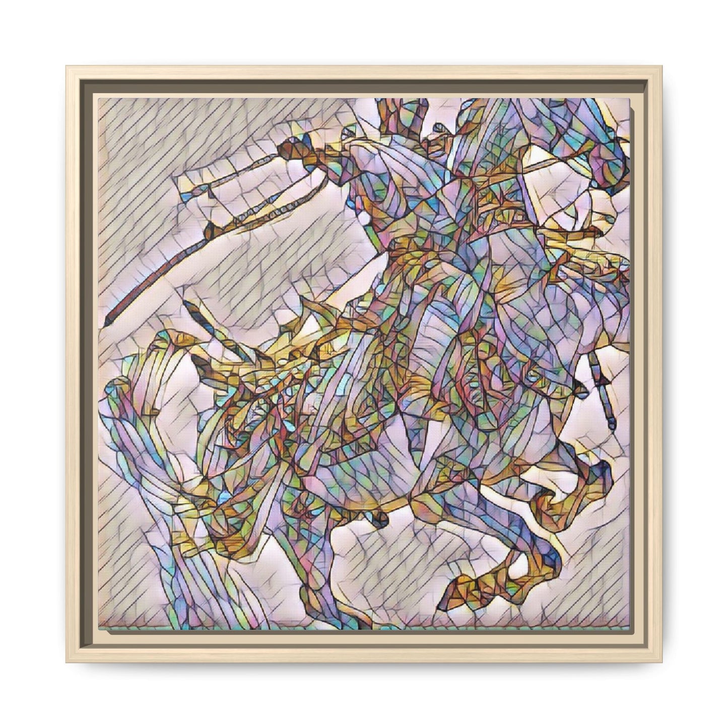 Framed Abstract Stained-Glass Horse Canvas