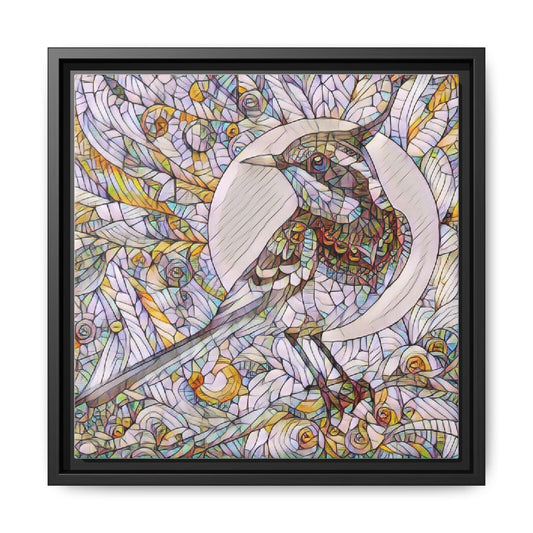 Framed Matte Canvas - Stained Glass Songbird Wall Art