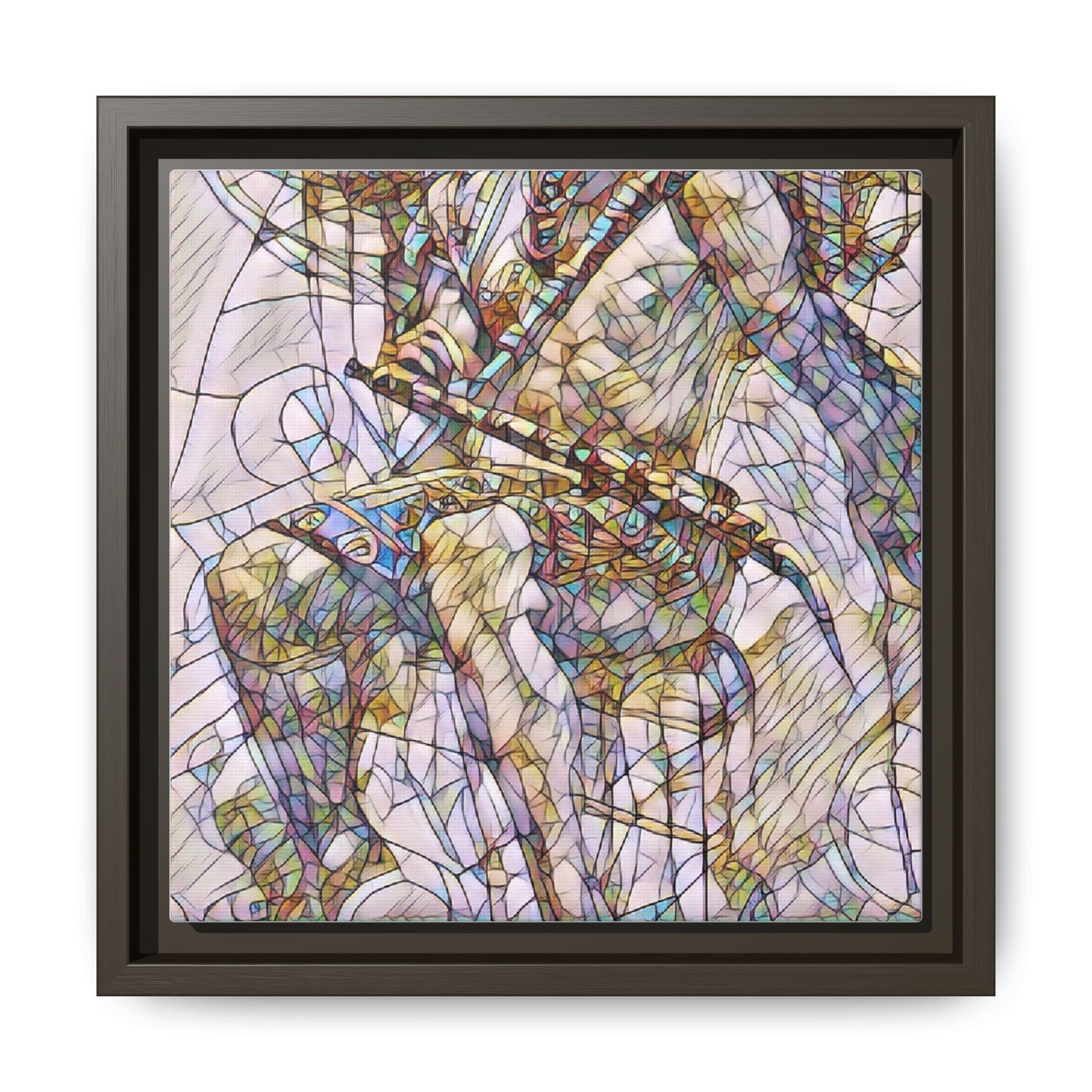 Framed Abstract Musician Canvas Art — Multi‑Color Jazz Saxophone Print