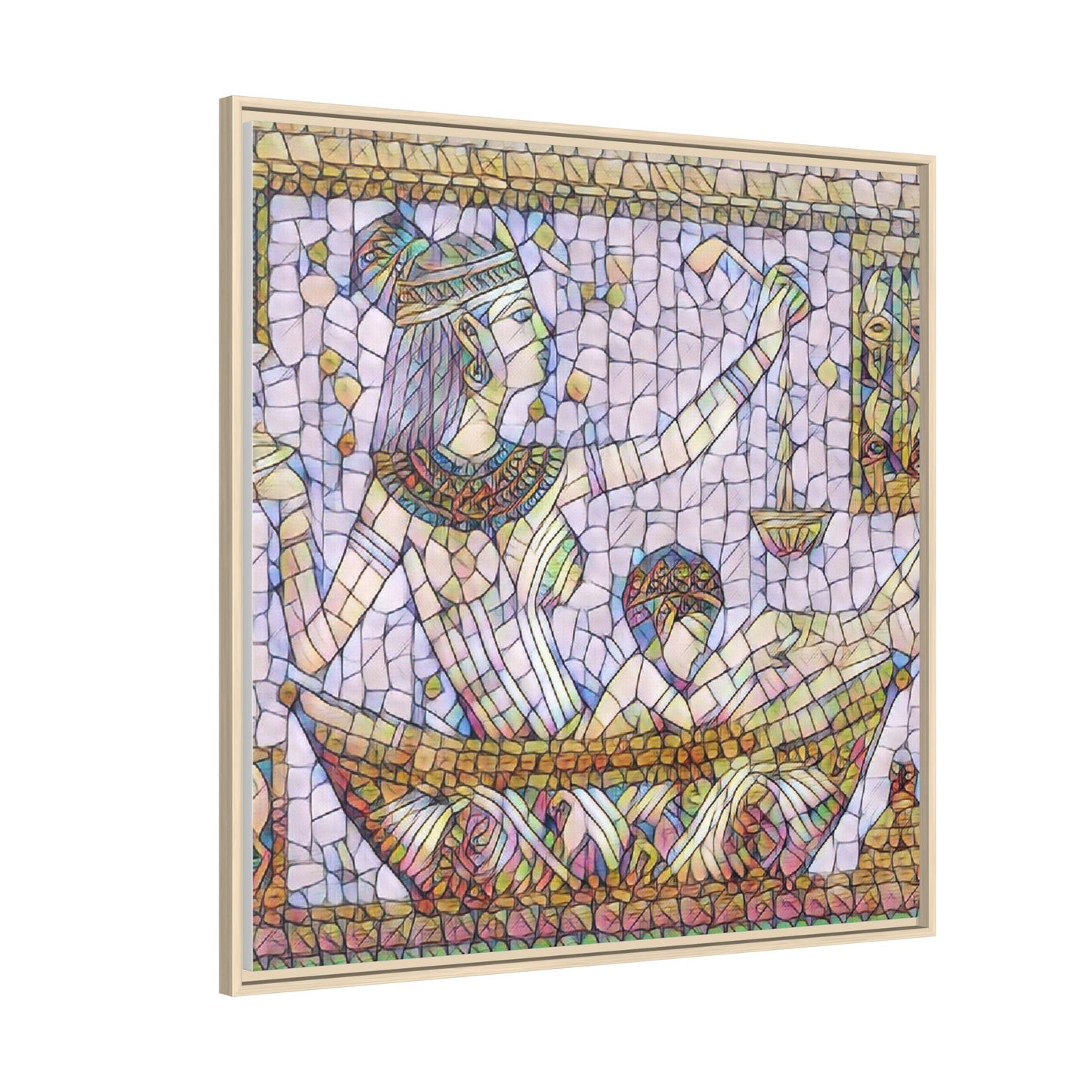 Egyptian Mosaic Goddess Matte Canvas Print (Framed)