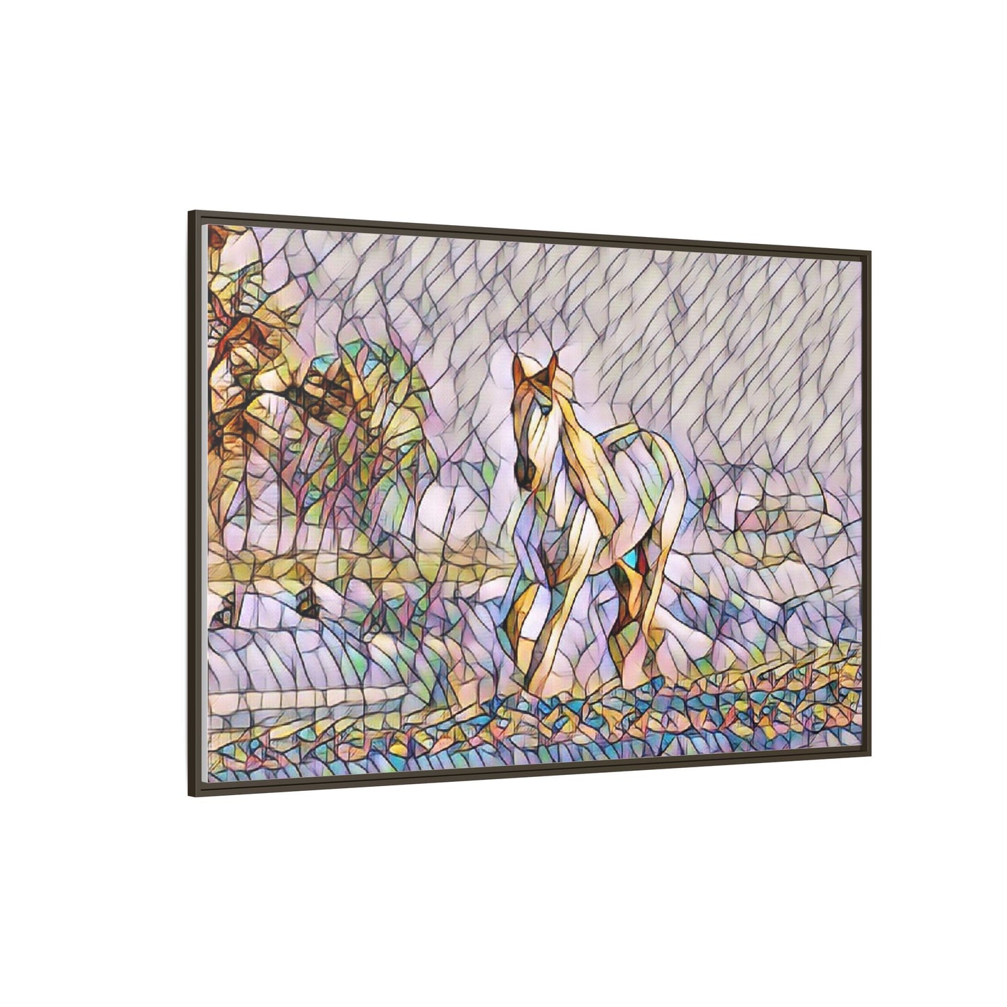 Abstract Stained-Glass Horse Matte Canvas Framed Wall Art