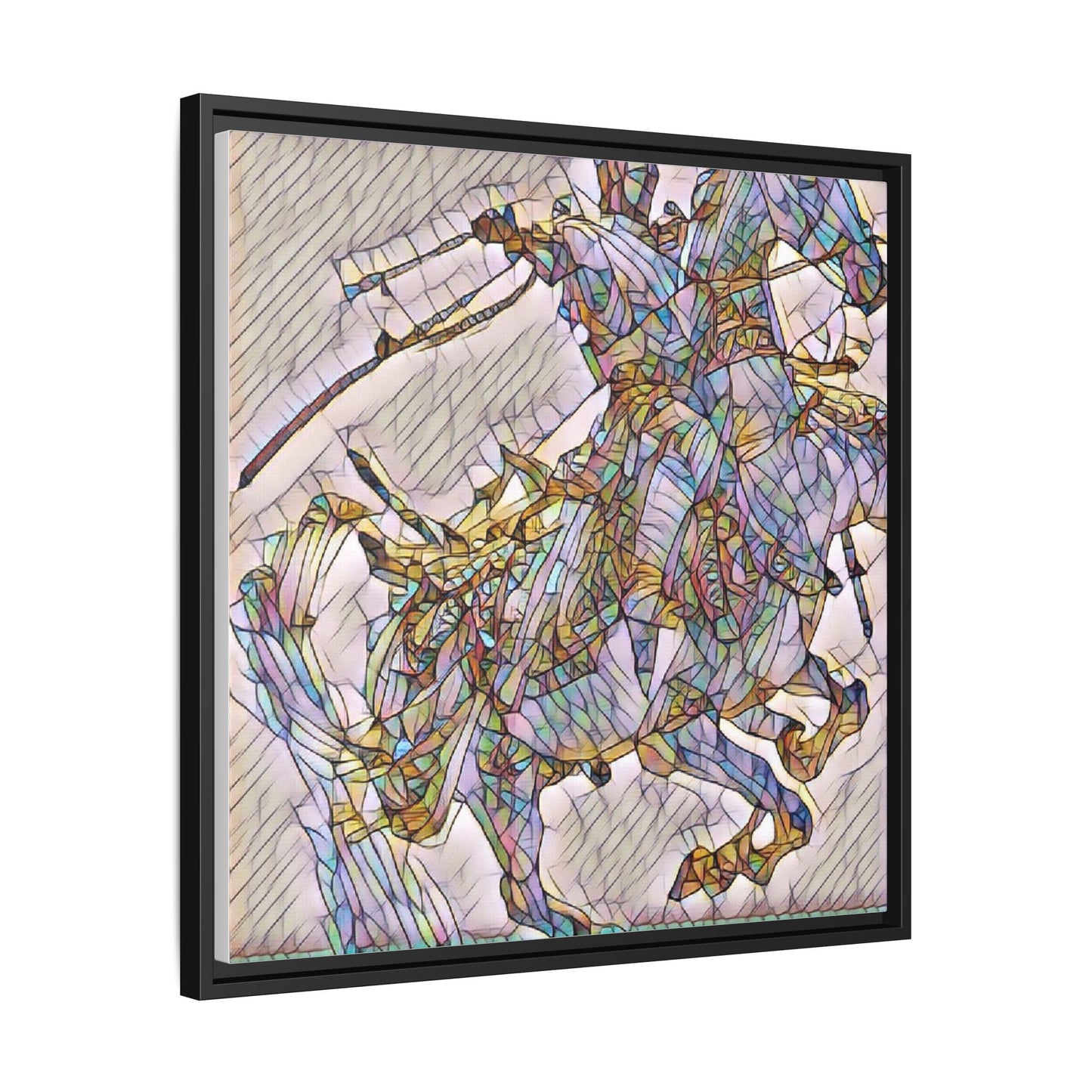 Framed Abstract Stained-Glass Horse Canvas