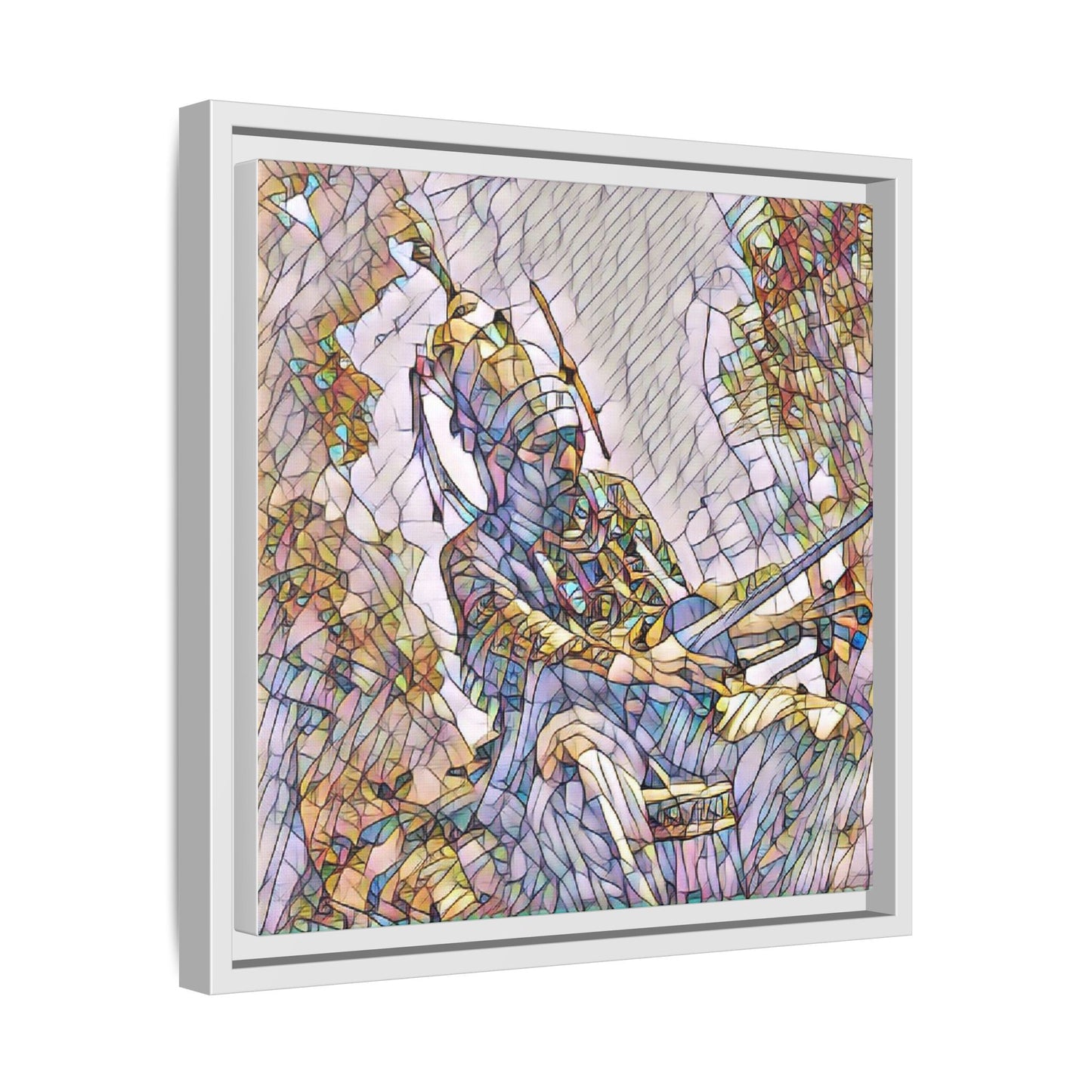 Framed Archery Canvas Print — Stained-Glass Archer Wall Art