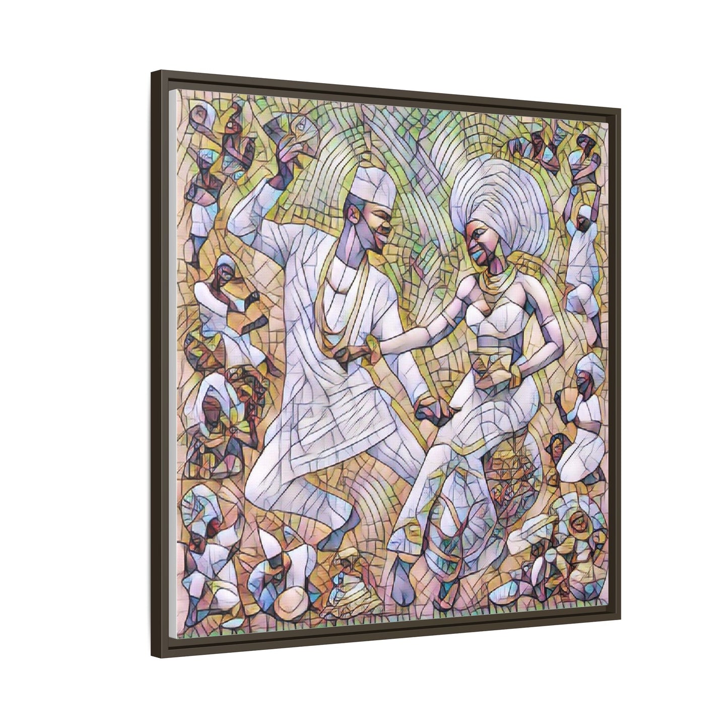 Afrobeat Celebration Matte Framed Canvas — Vibrant Dancers Wall Art