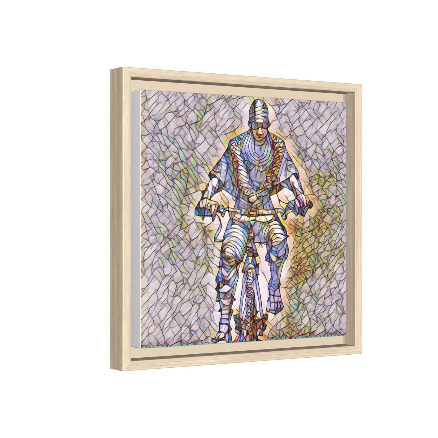 Framed Matte Canvas Art - Stylized Cyclist Illustration