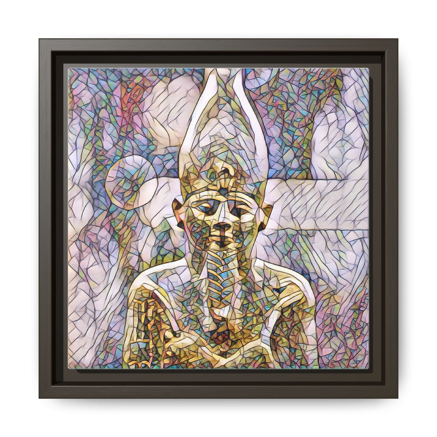 Egyptian Pharaoh Stained-Glass Style Matte Canvas Print, Framed