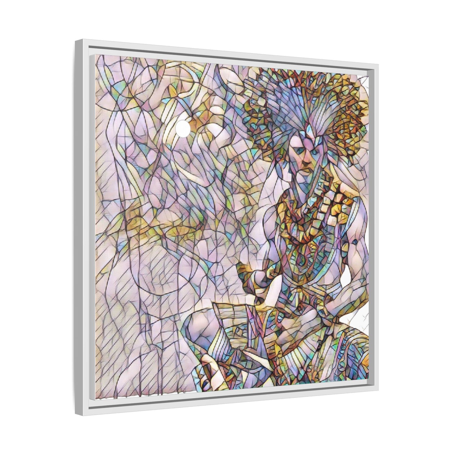 Framed Matte Canvas Art — Colorful Tribal Warrior Illustration