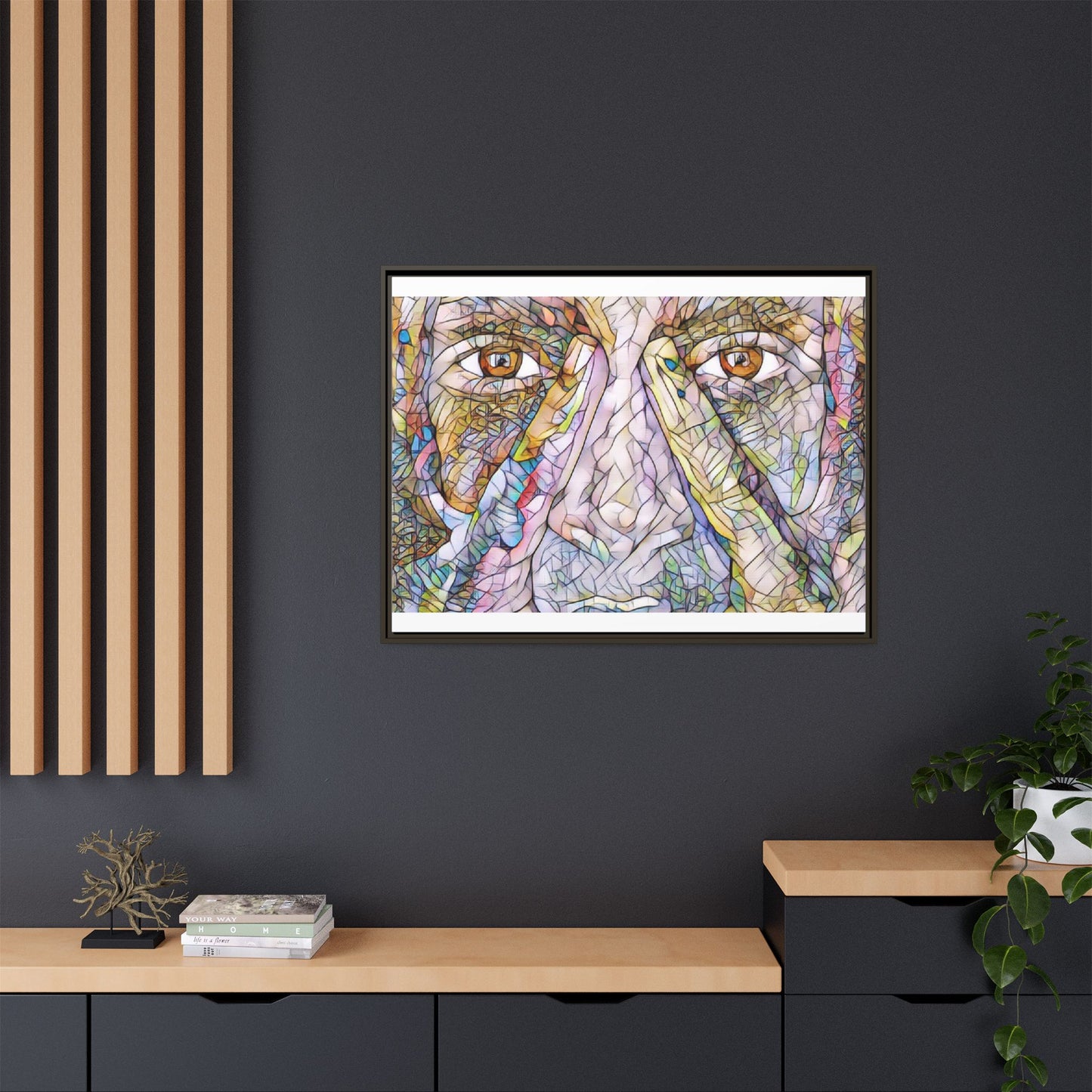 Abstract Stained-Glass Face Matte Canvas Framed Wall Art