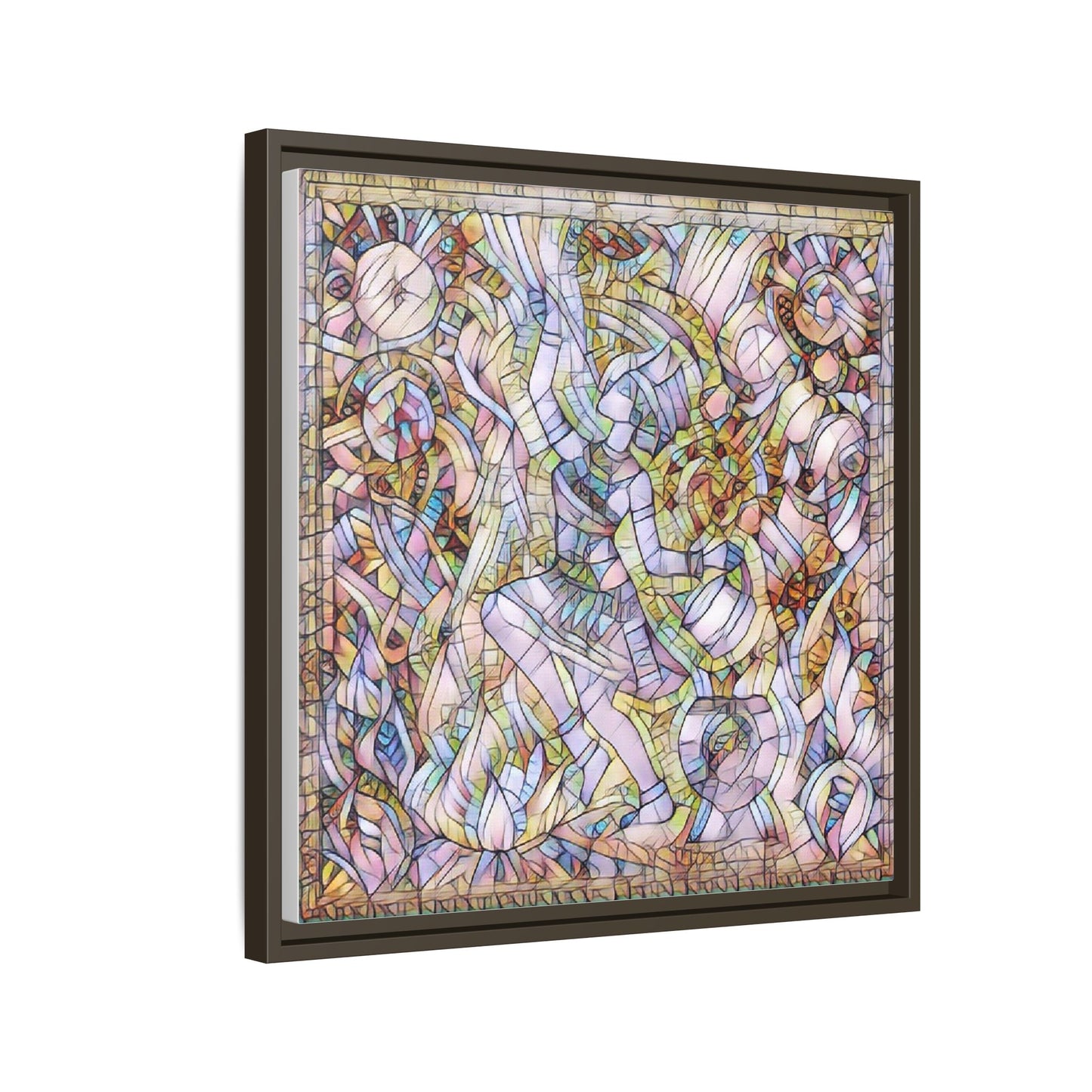 Abstract Stained Glass Dance Matte Framed Canvas