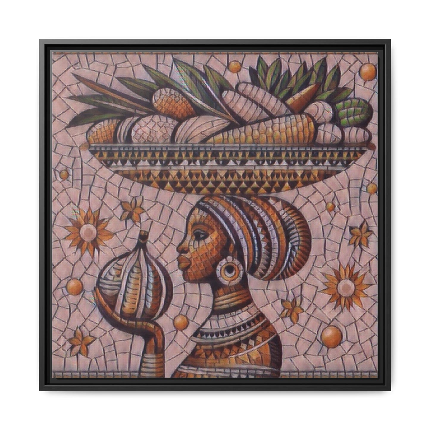 Egyptian Mosaic Goddess Matte Framed Canvas Wall Art