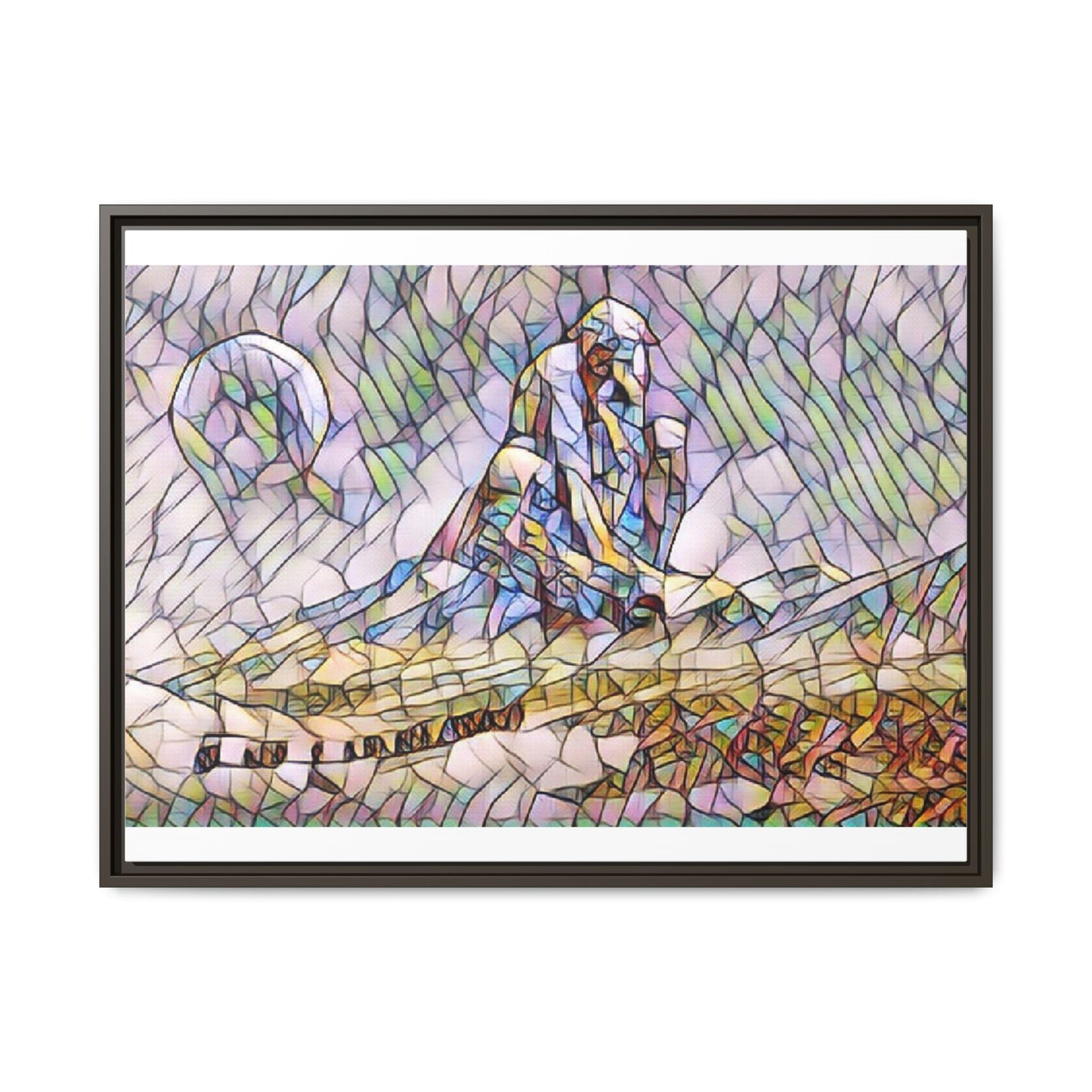 Stained-Glass Surfing Canvas Print — Framed Matte Wall Art