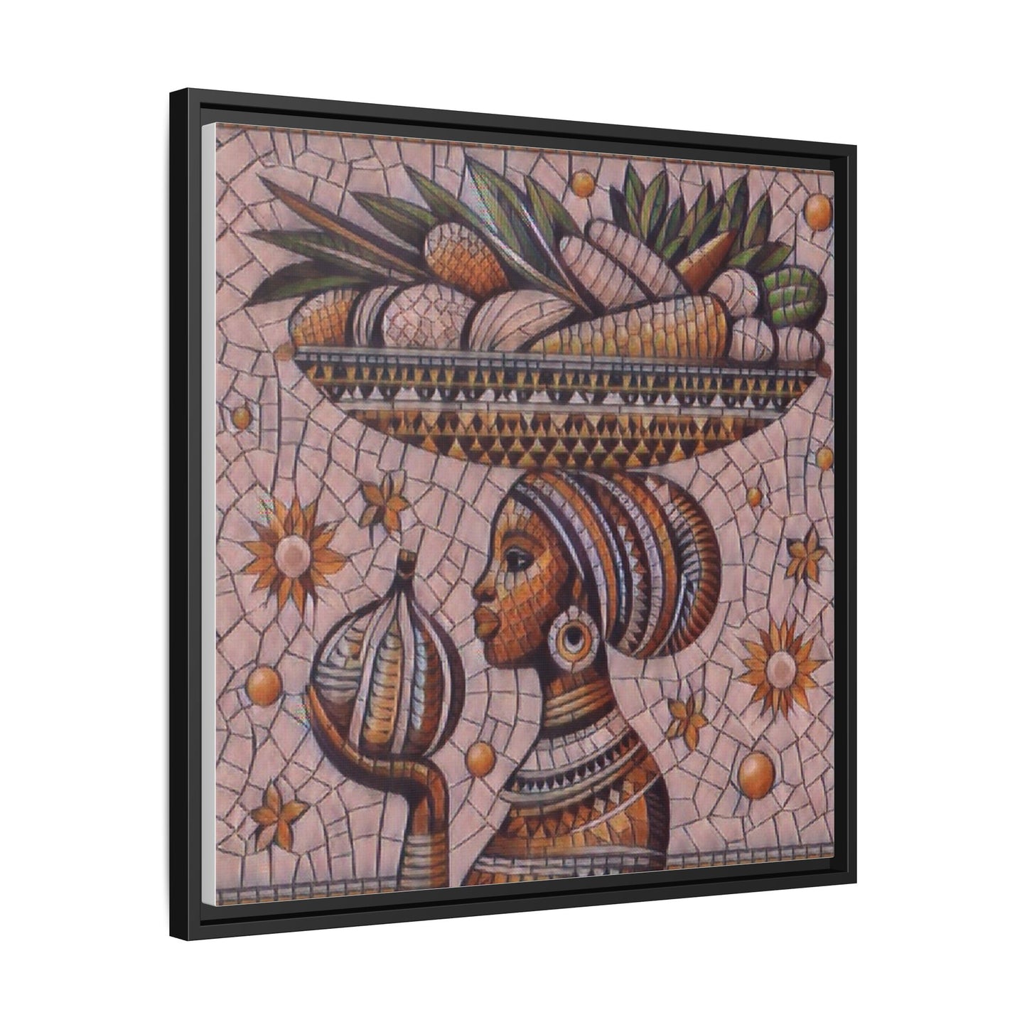 Egyptian Mosaic Goddess Matte Framed Canvas Wall Art