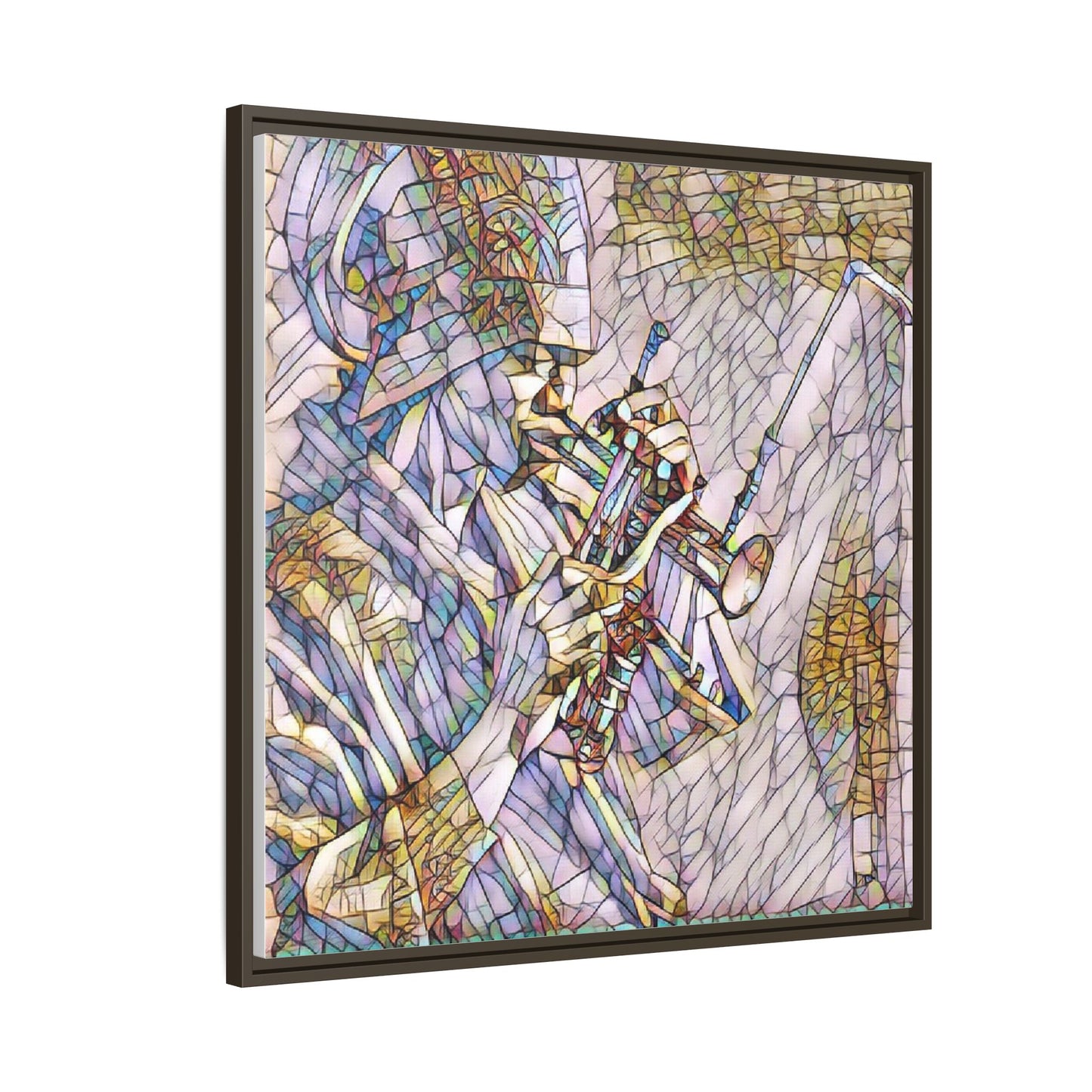 Framed Abstract Trumpet Player Matte Canvas Art