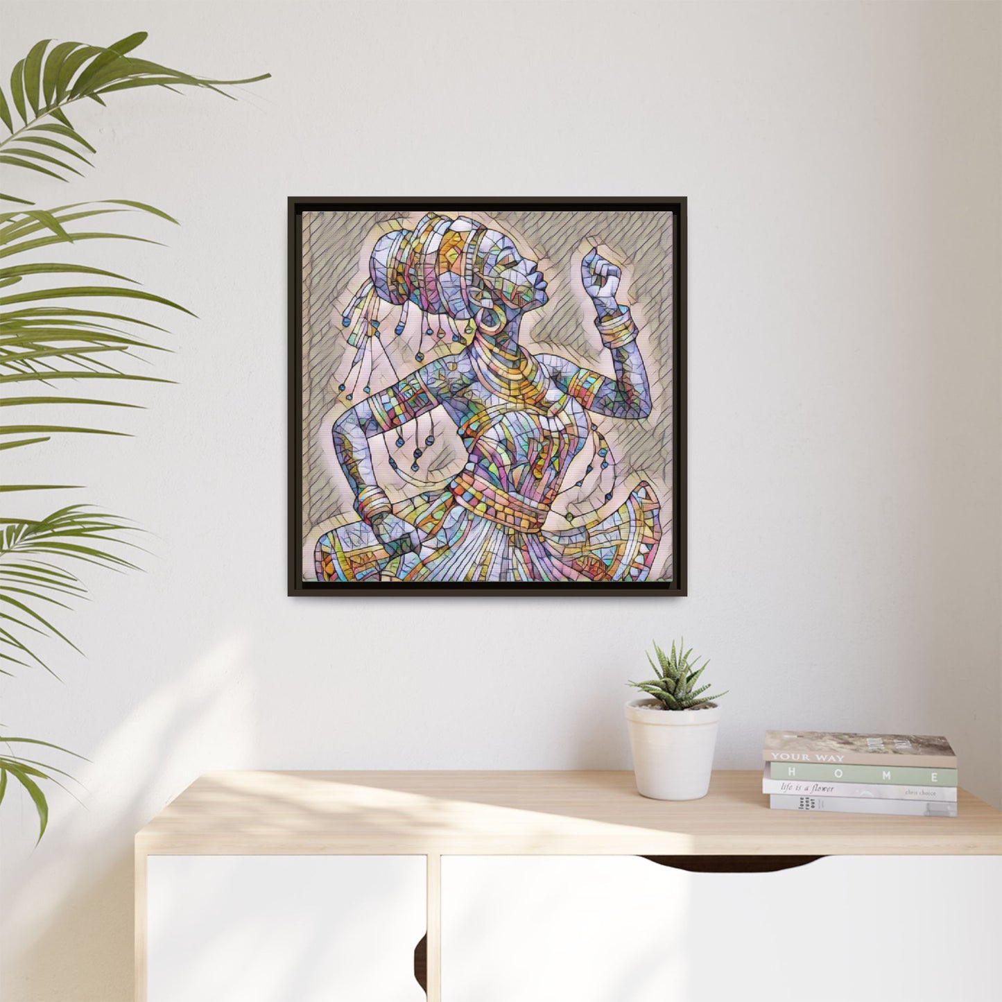 Framed Canvas Art — Colorful Mosaic Dancer