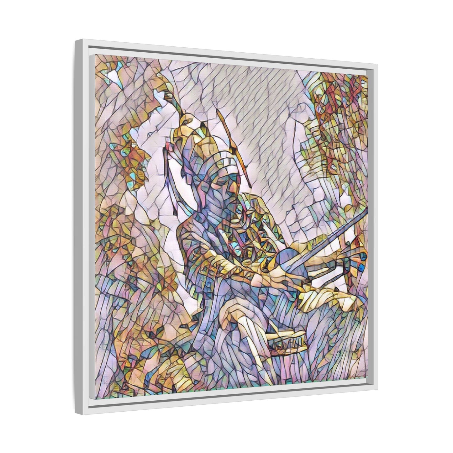 Framed Archery Canvas Print — Stained-Glass Archer Wall Art