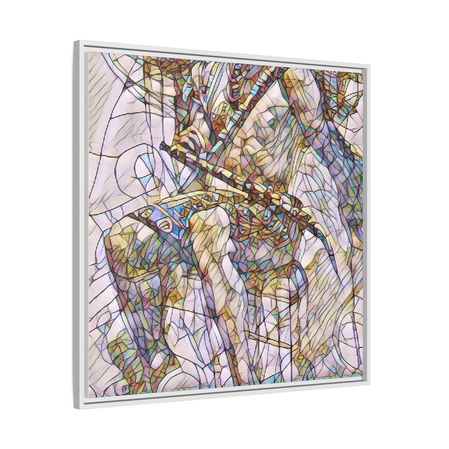 Framed Abstract Musician Canvas Art — Multi‑Color Jazz Saxophone Print