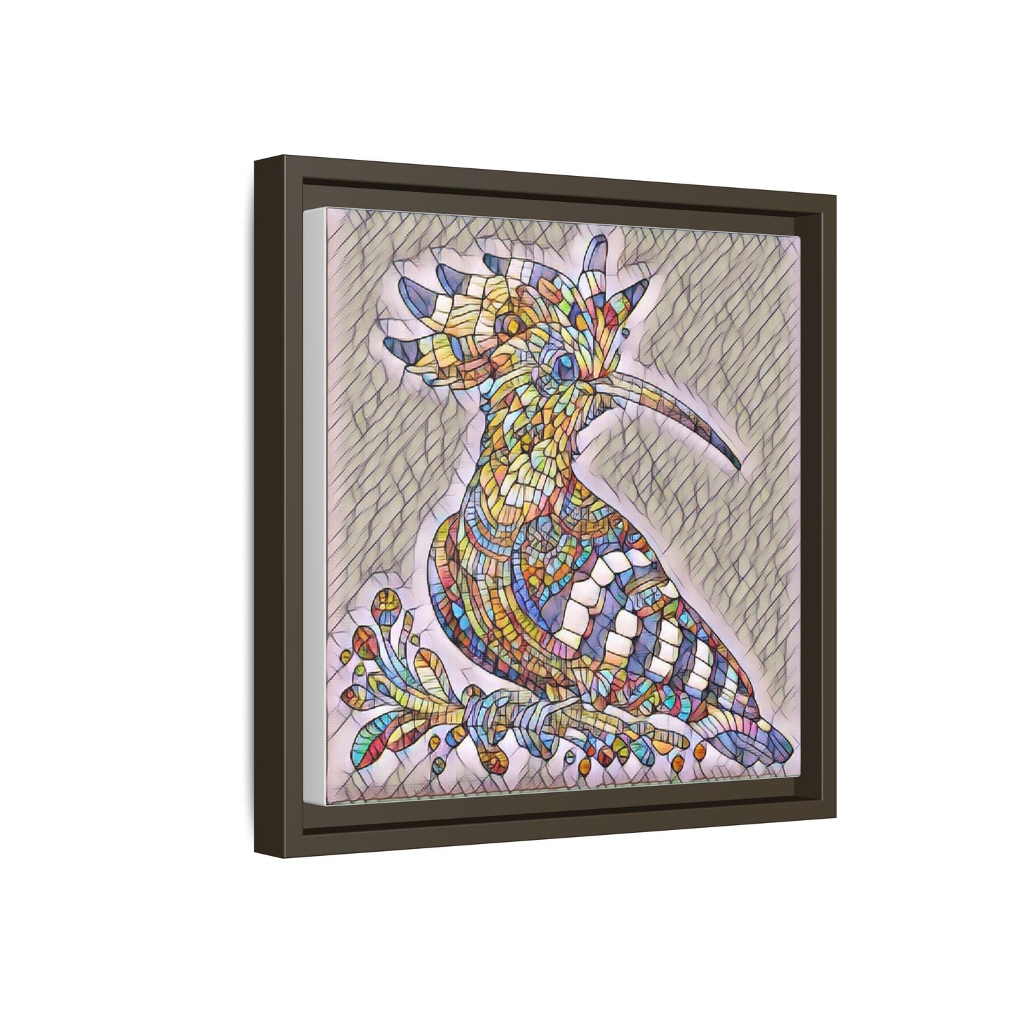 Colorful Mosaic Bird Matte Framed Canvas Wall Art