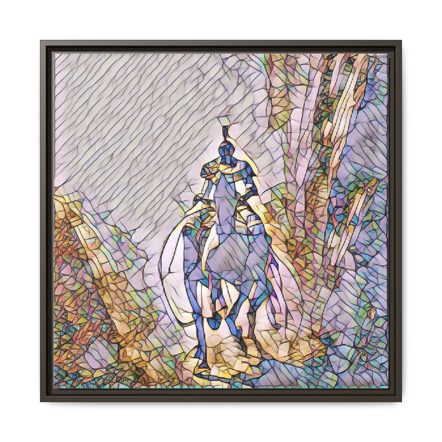 Stained-Glass Knight Matte Framed Canvas Wall Art