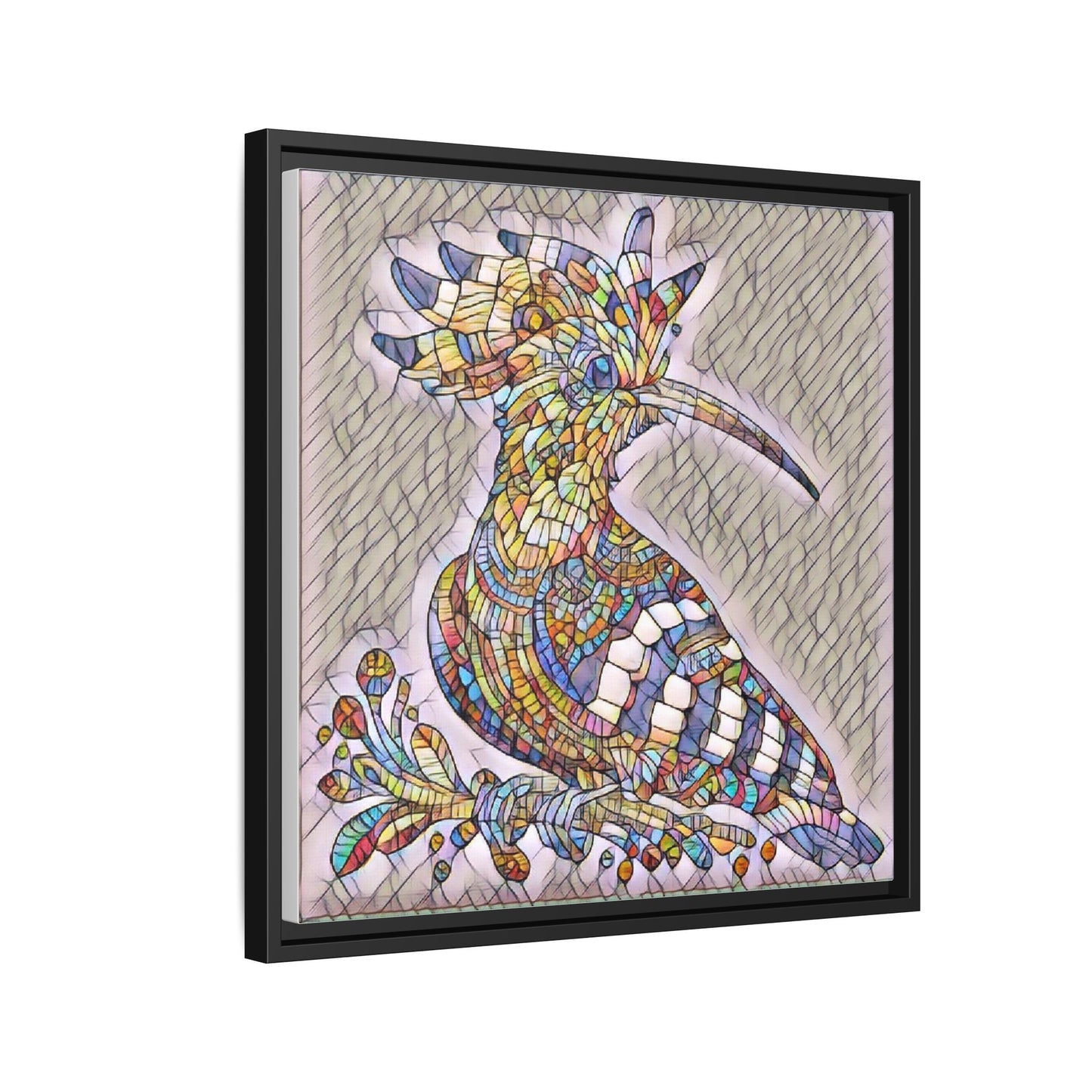 Colorful Mosaic Bird Matte Framed Canvas Wall Art