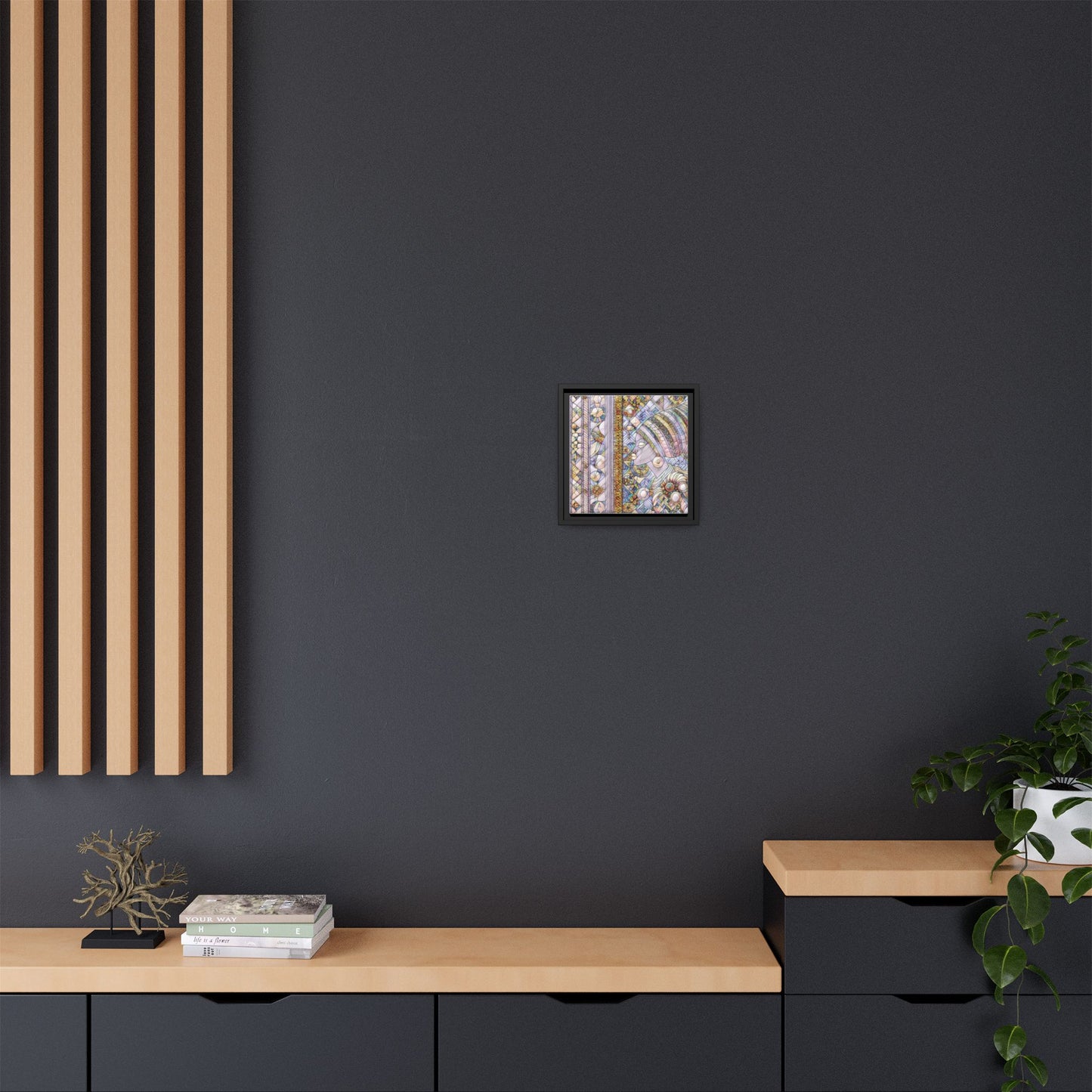 Afrocentric Stained-Glass Portrait Matte Framed Canvas
