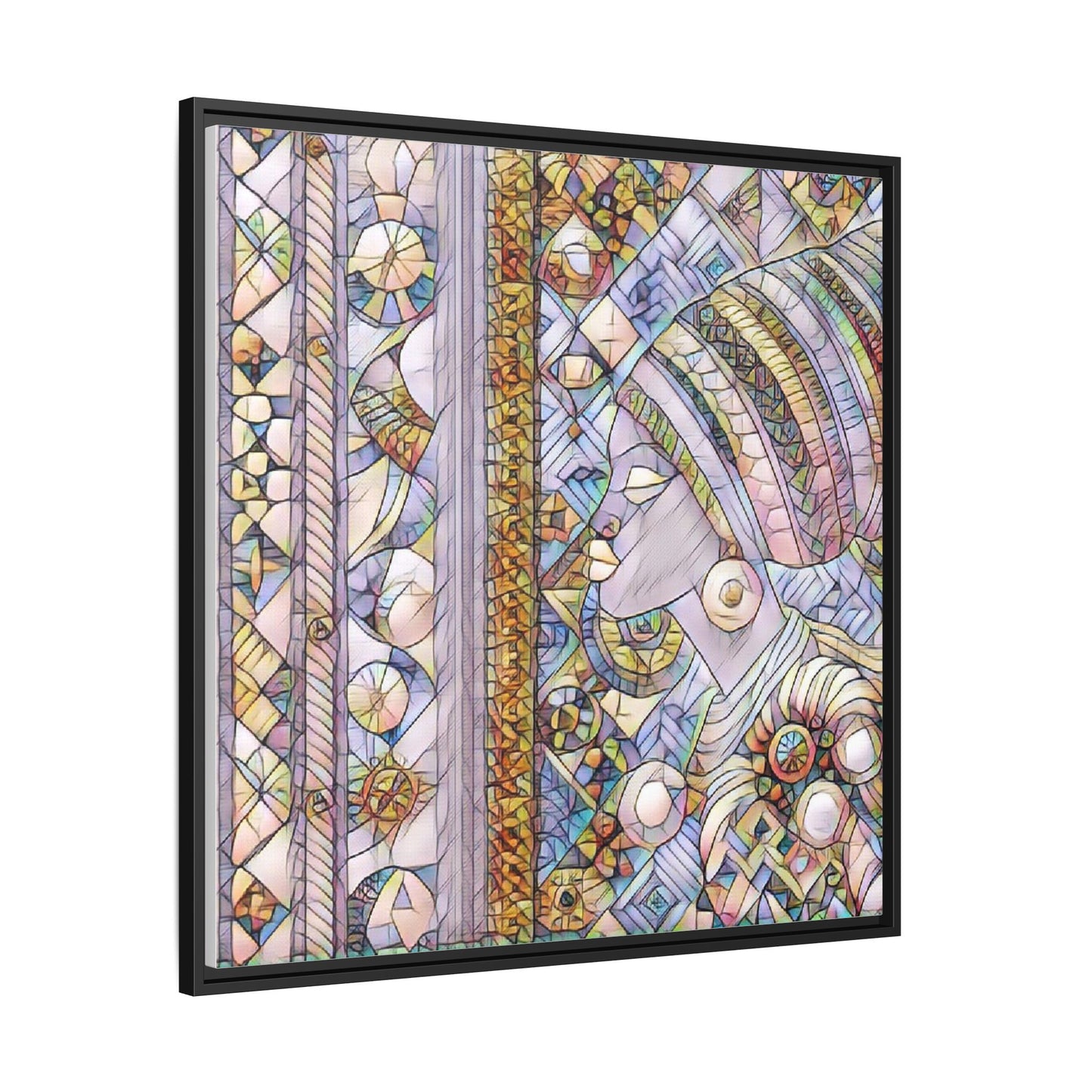 Afrocentric Stained-Glass Portrait Matte Framed Canvas