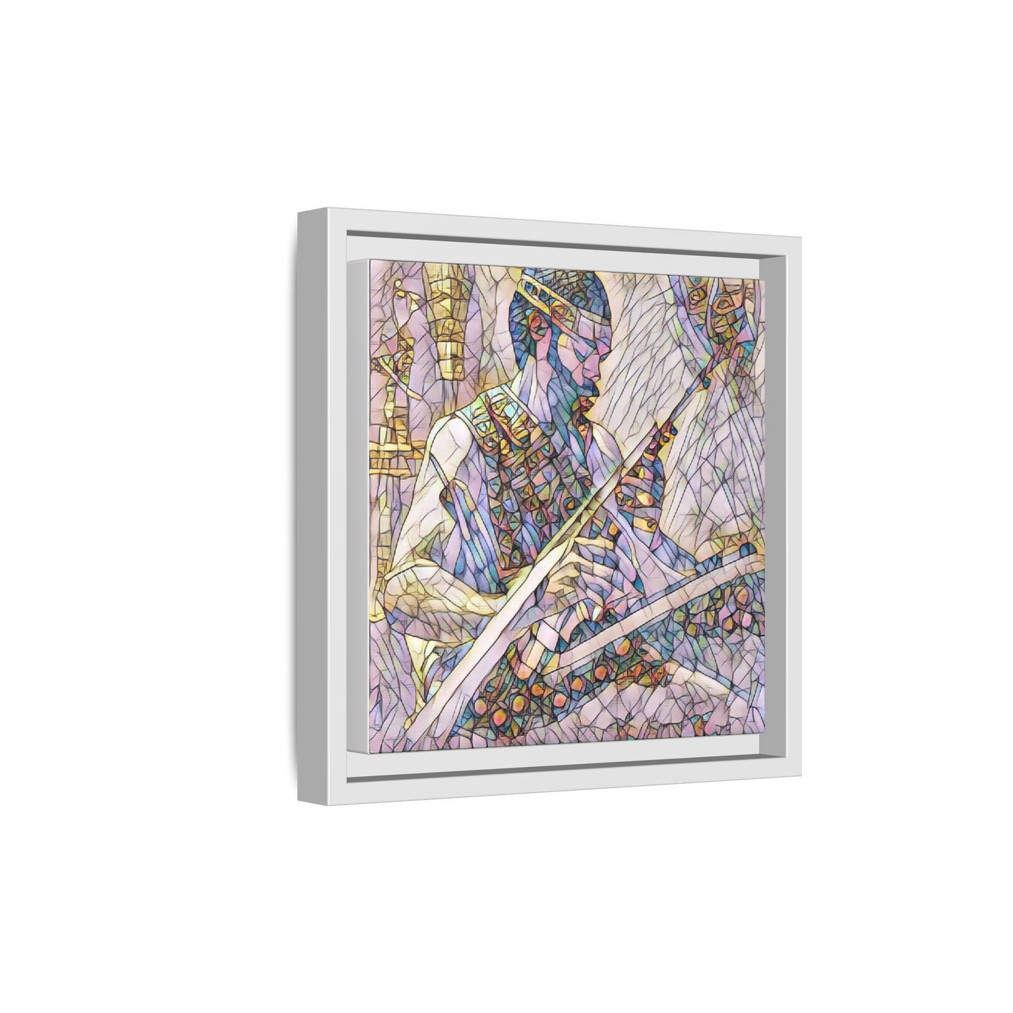 Framed Matte Canvas — Abstract Musician Stained-Glass Art Print