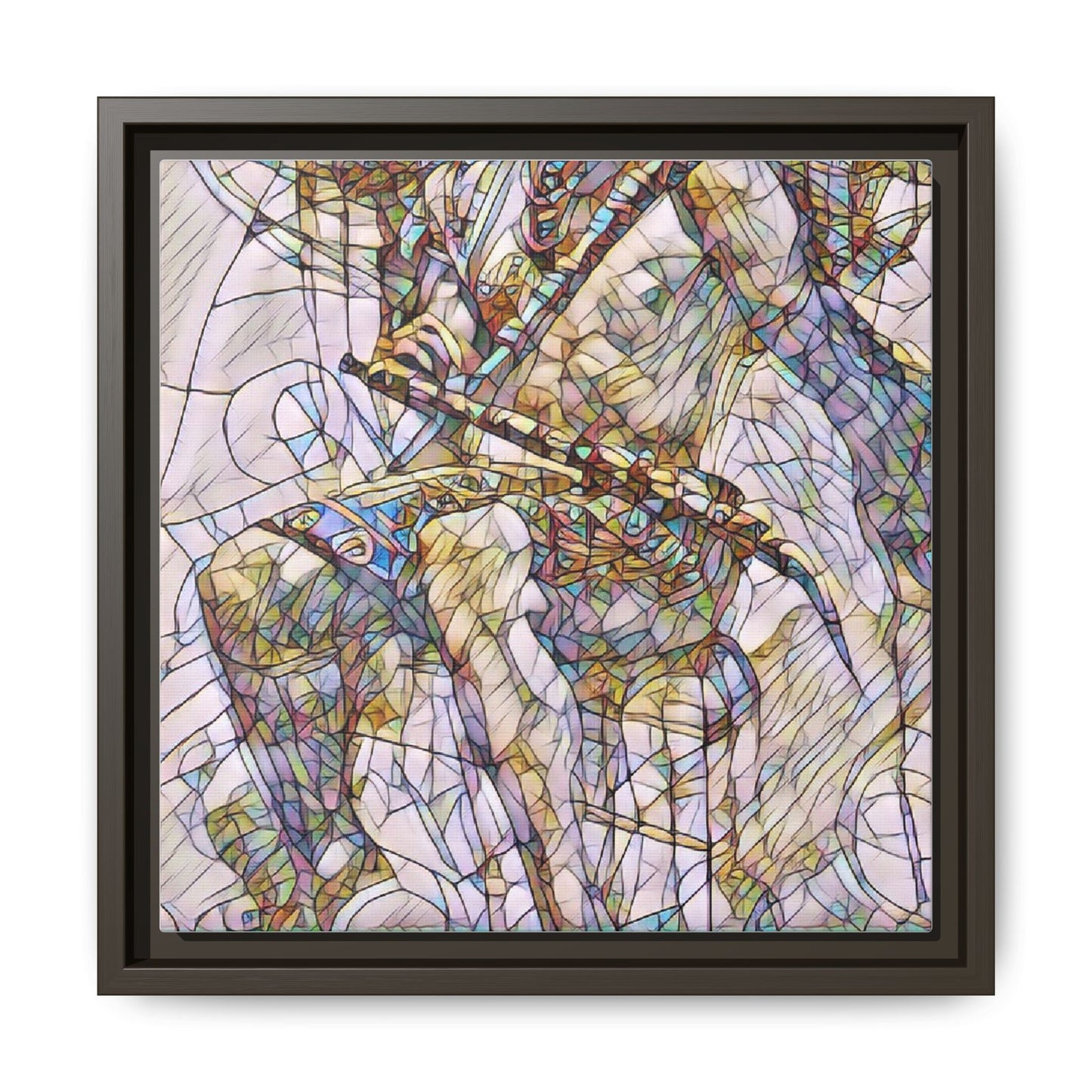 Framed Abstract Musician Canvas Art — Multi‑Color Jazz Saxophone Print