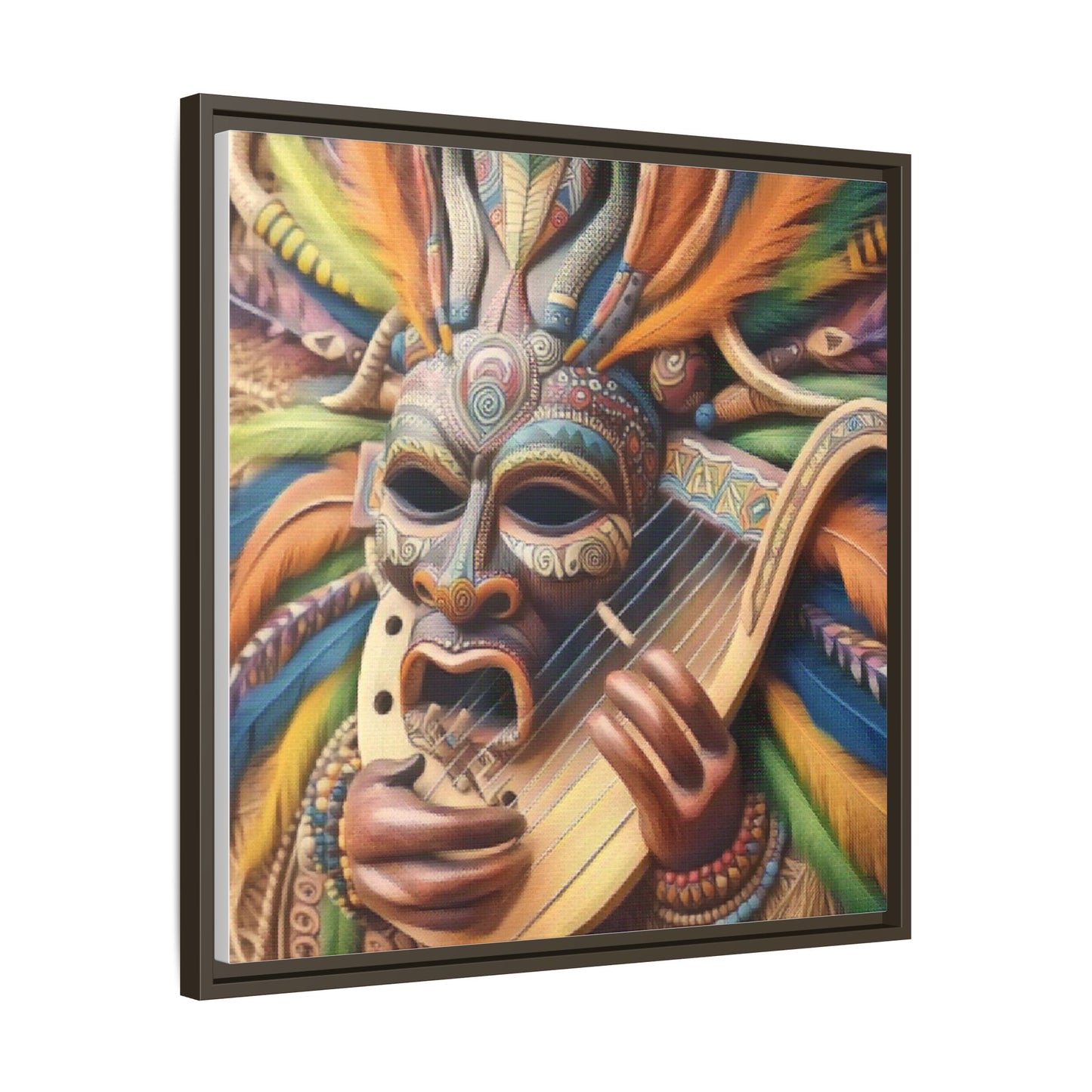 Colorful Tribal Mask Canvas — Framed Matte Wall Art
