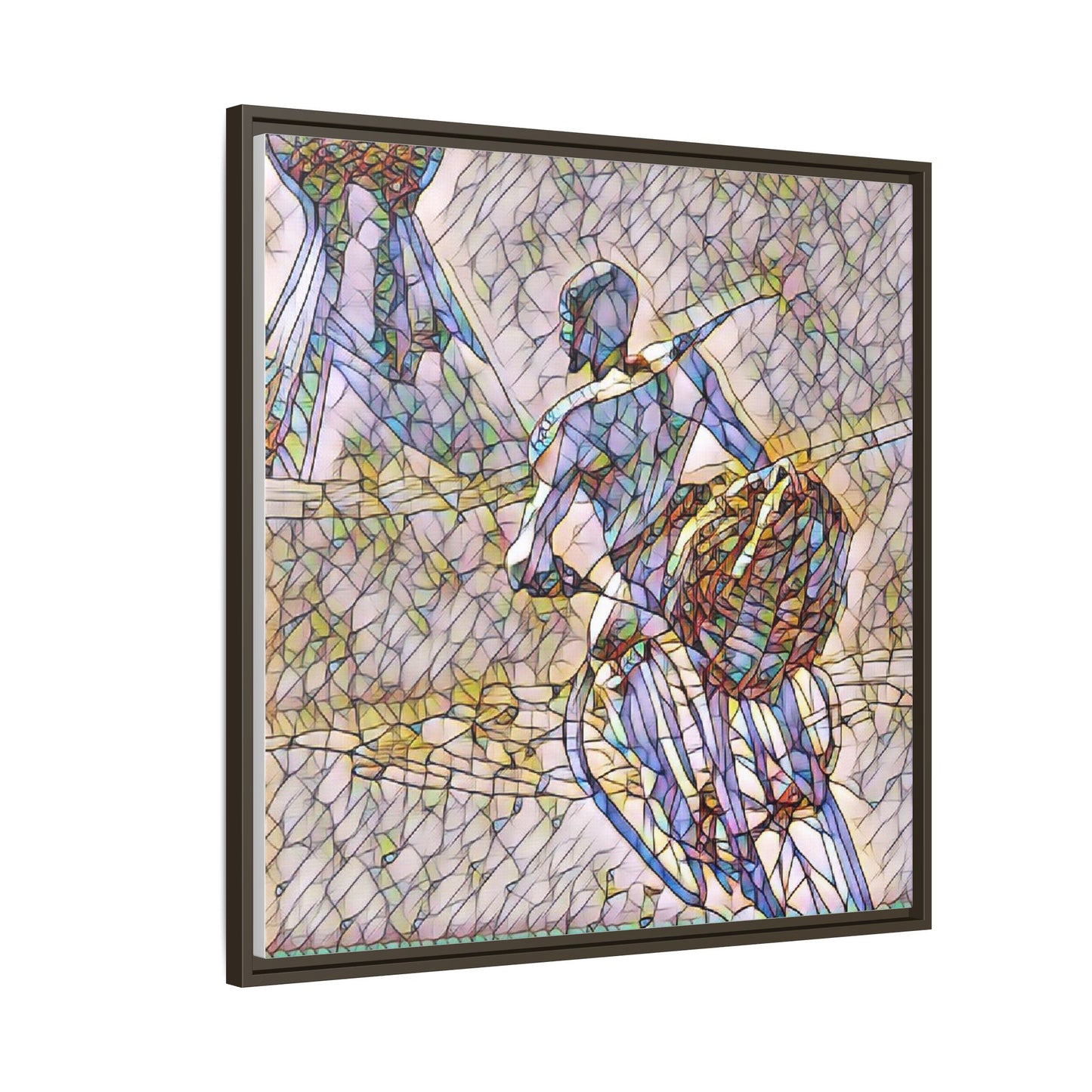 Abstract Stained-Glass Warrior Matte Framed Canvas