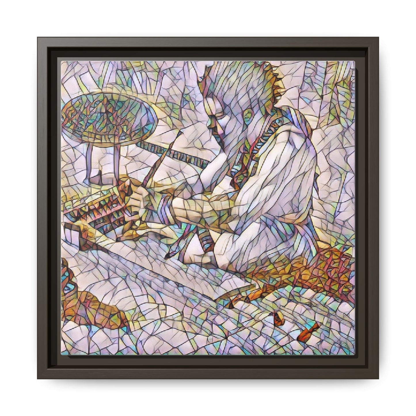 Framed Matte Canvas — Abstract Drummer Mosaic Wall Art