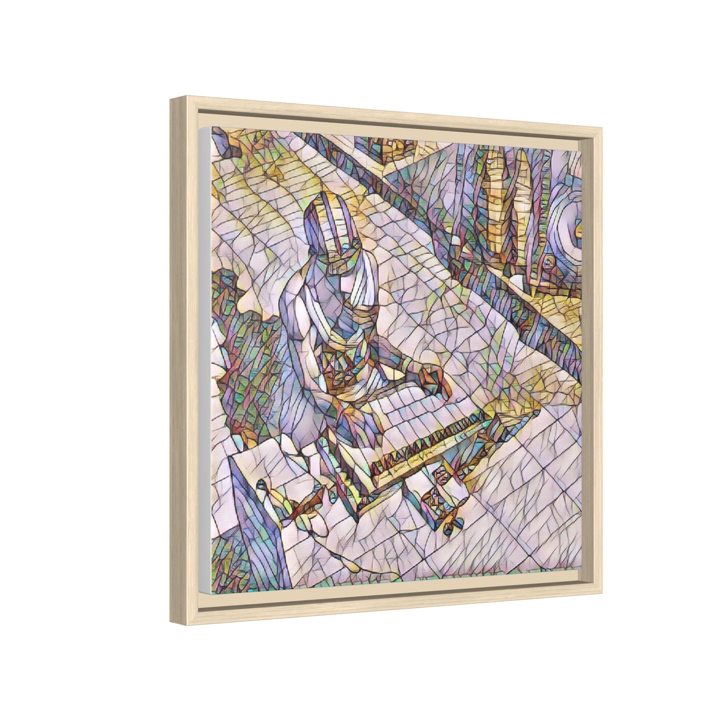 Abstract DJ Skateboarder Matte Framed Canvas – Colorful Urban Music Art Print