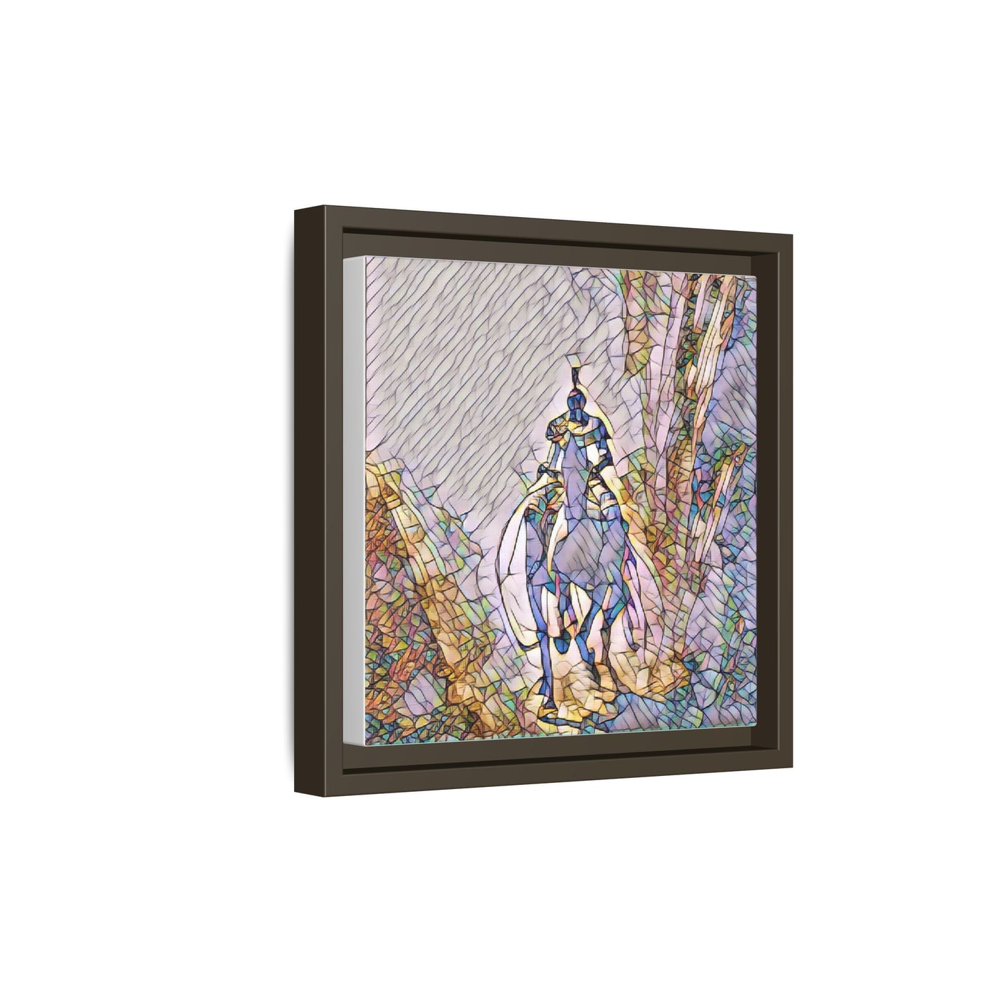 Stained-Glass Knight Matte Framed Canvas Wall Art